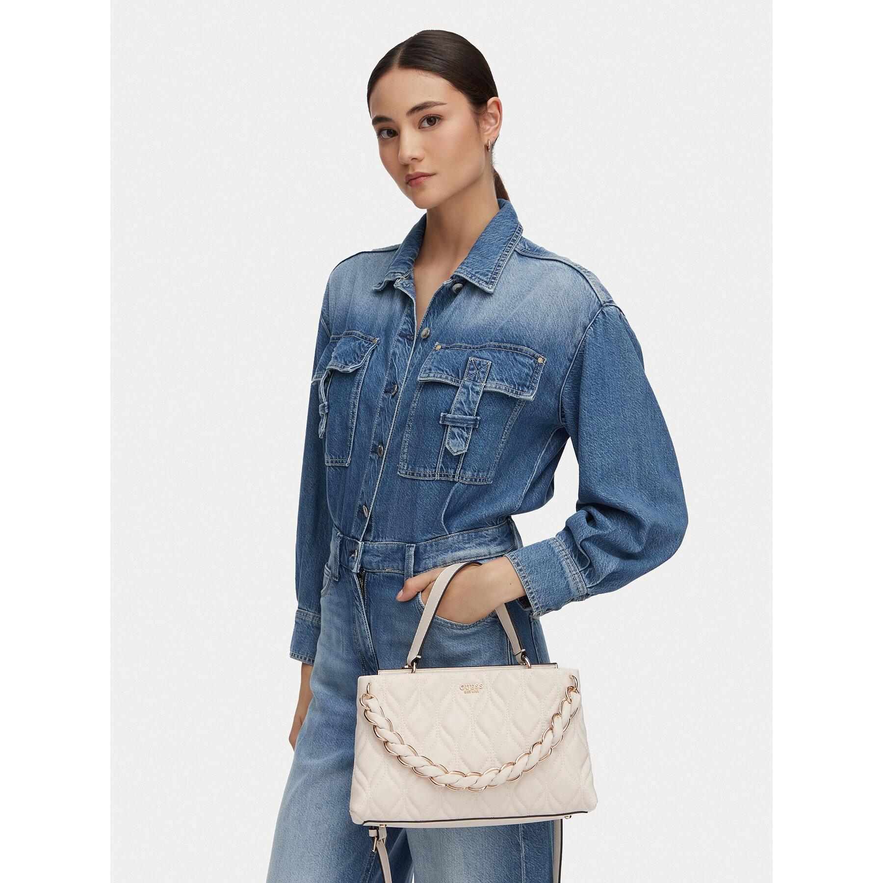 Geantă Guess Maxine HWQG97 33050 Crem