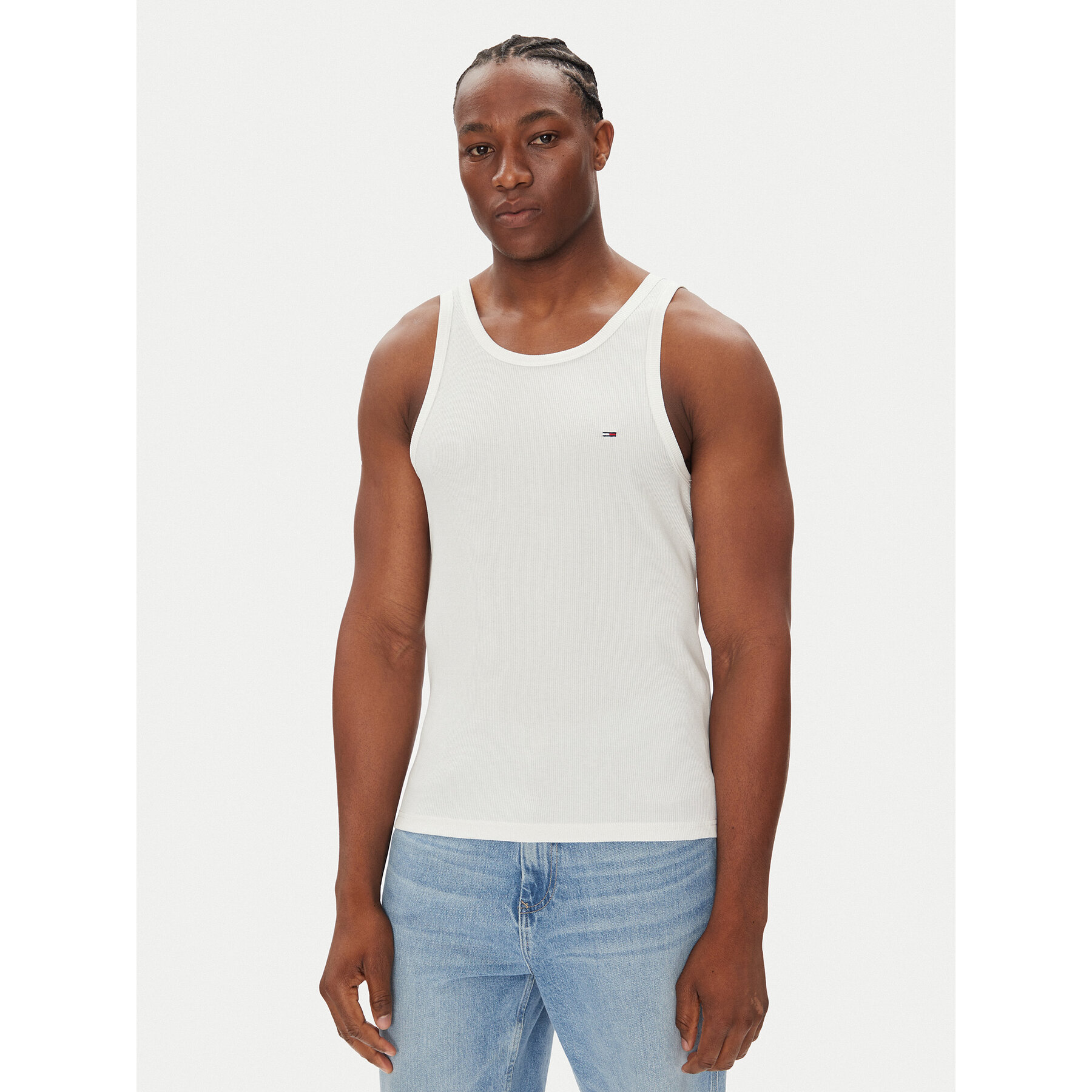 Tommy Jeans Trikó Classic Flag DM0DM21927 Fehér Slim Fit