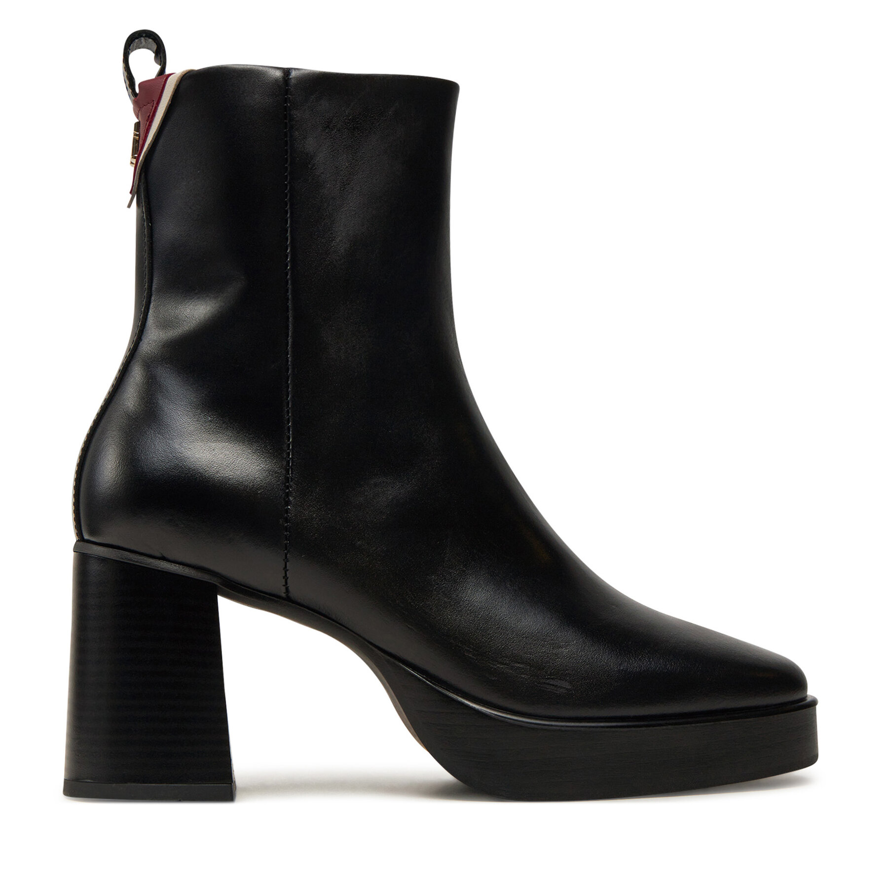 Botines Tommy Hilfiger Premium Leather High Heel Bootie FW0FW08100 Negro