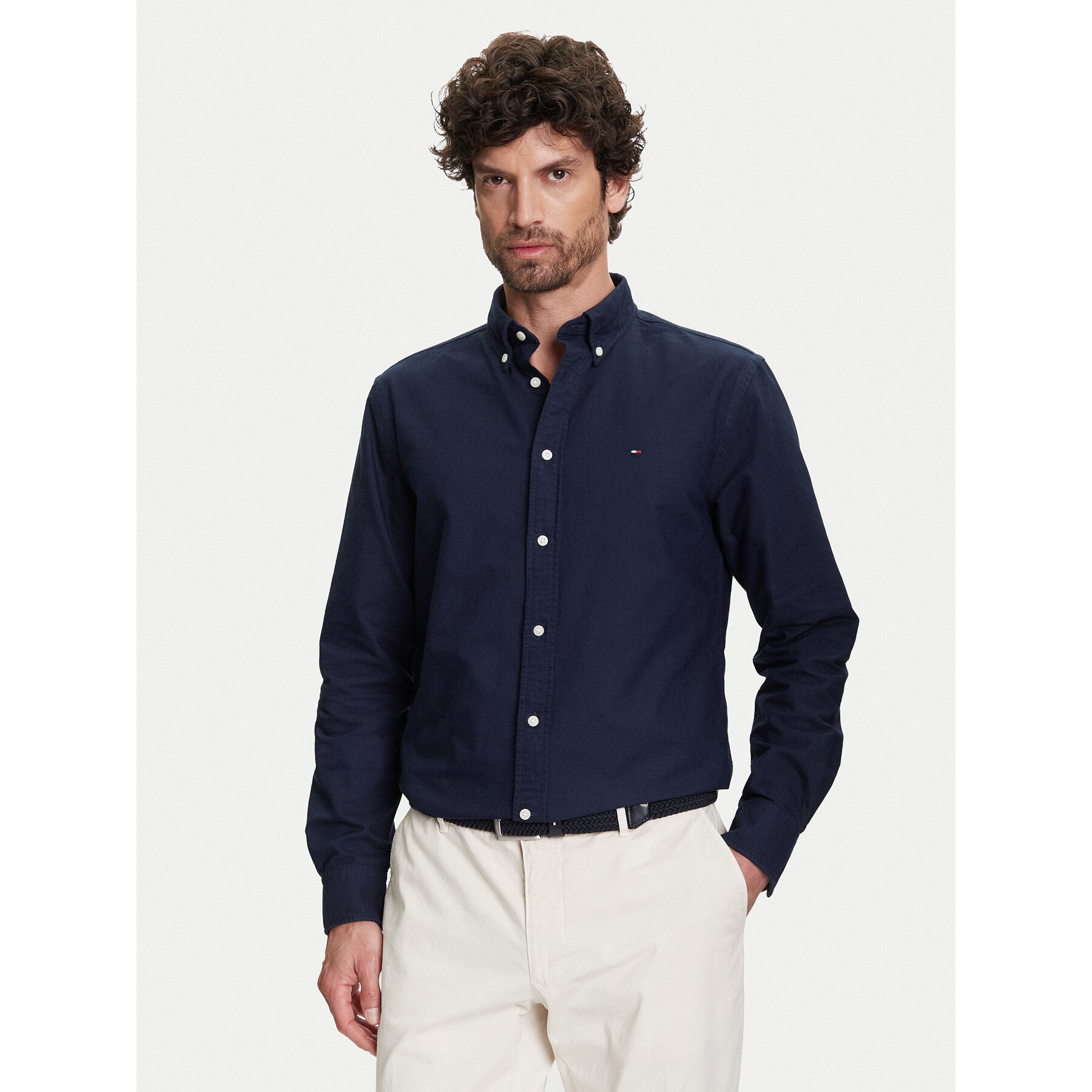 Tommy Hilfiger Hemd Solid Heritage MW0MW35774 Dunkelblau Regular Fit