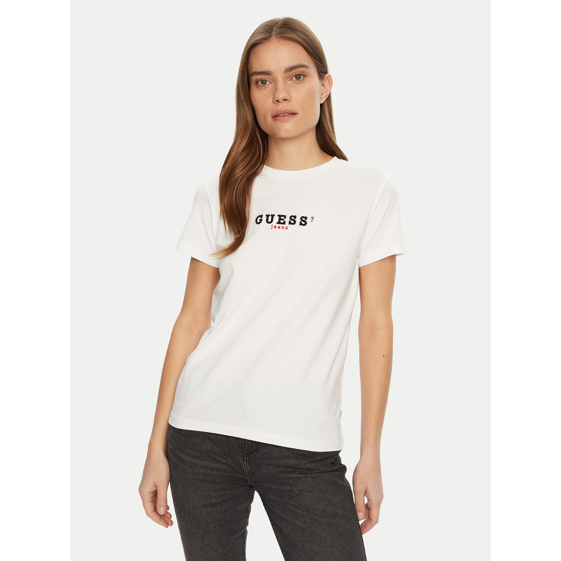 Guess Jeans T-Shirt W5RI54 J1314 Weiß Regular Fit