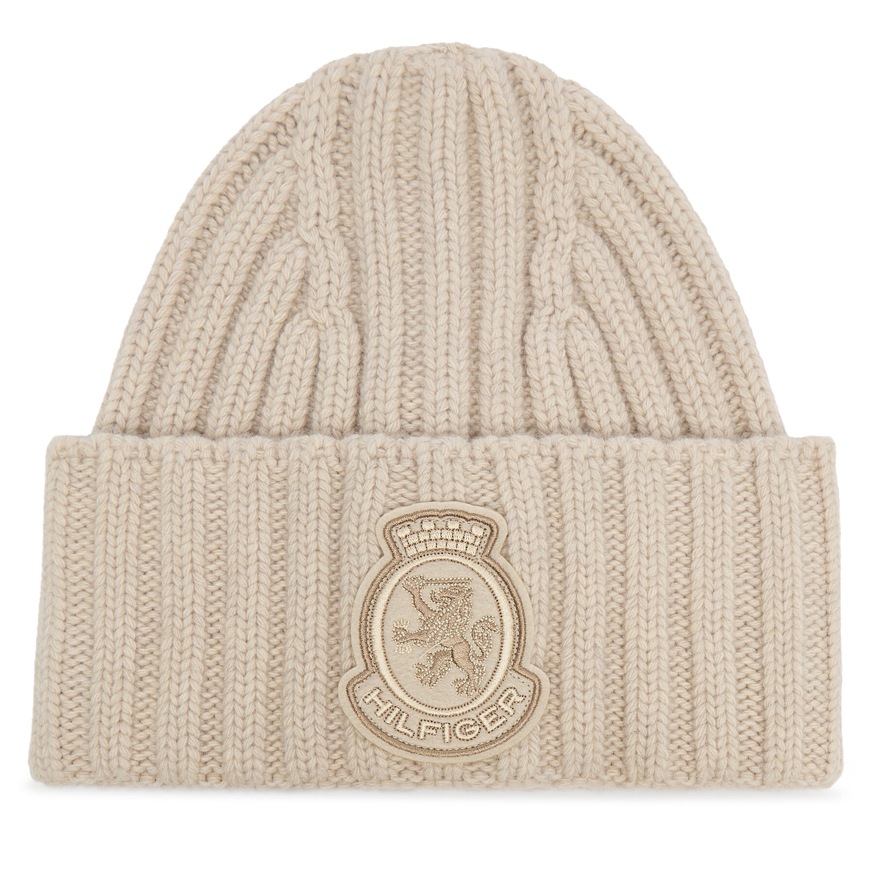 Damska Tommy Hilfiger Czapka Écru Th Crest Fluffy AW0AW18210