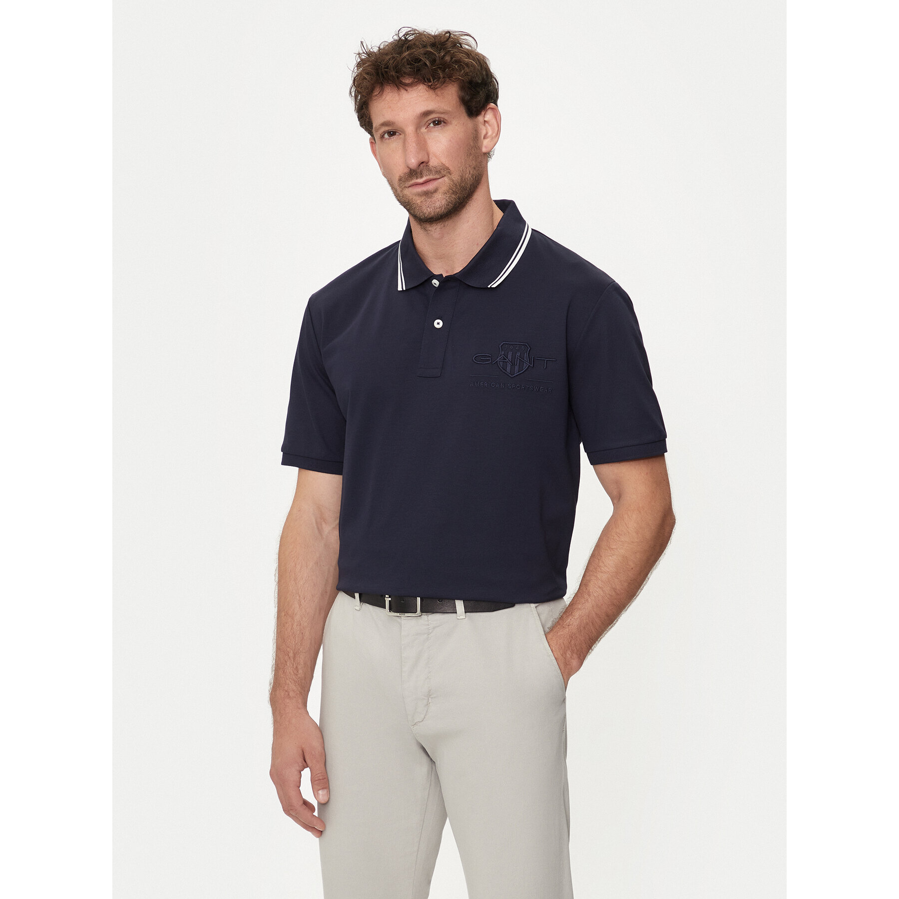 Gant Pólóing Contrast 2013039 Sötétkék Regular Fit