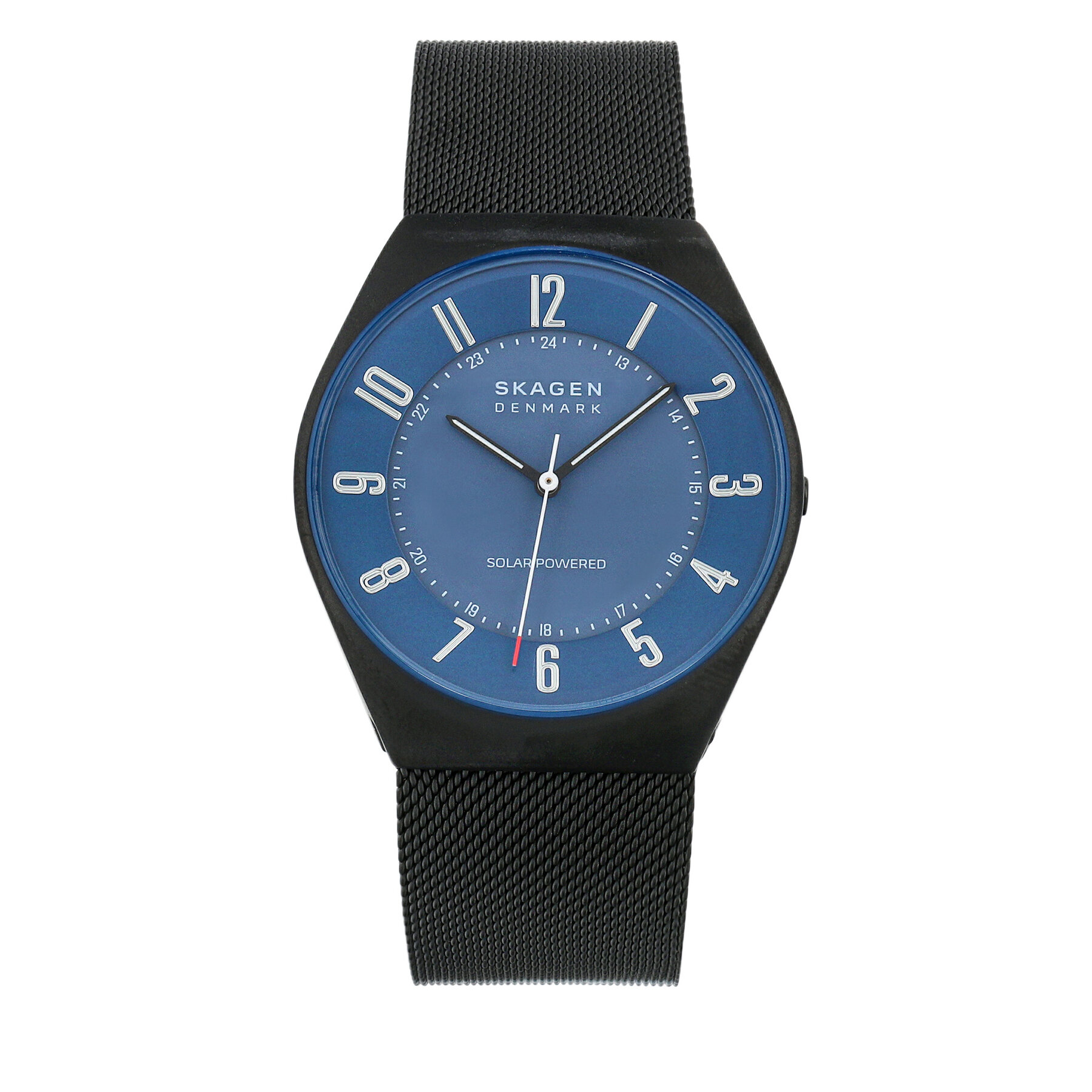 Comprar en oferta Skagen Grenen reloj para hombre, movimiento solar con correa de acero o piel, Negro y azul, 37MM