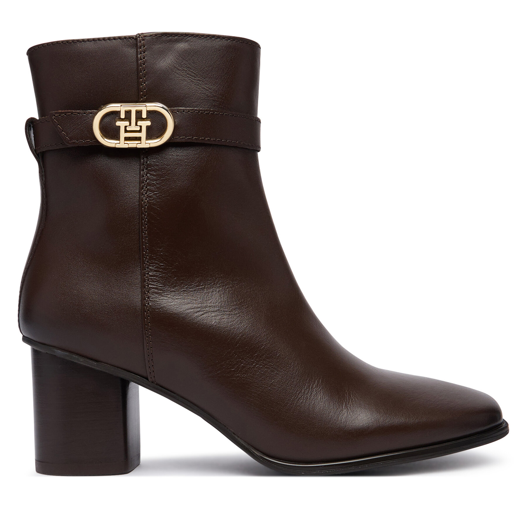 Škornji Tommy Hilfiger Th Strap Leather Block Heel Boot FW0FW09488 Rjava