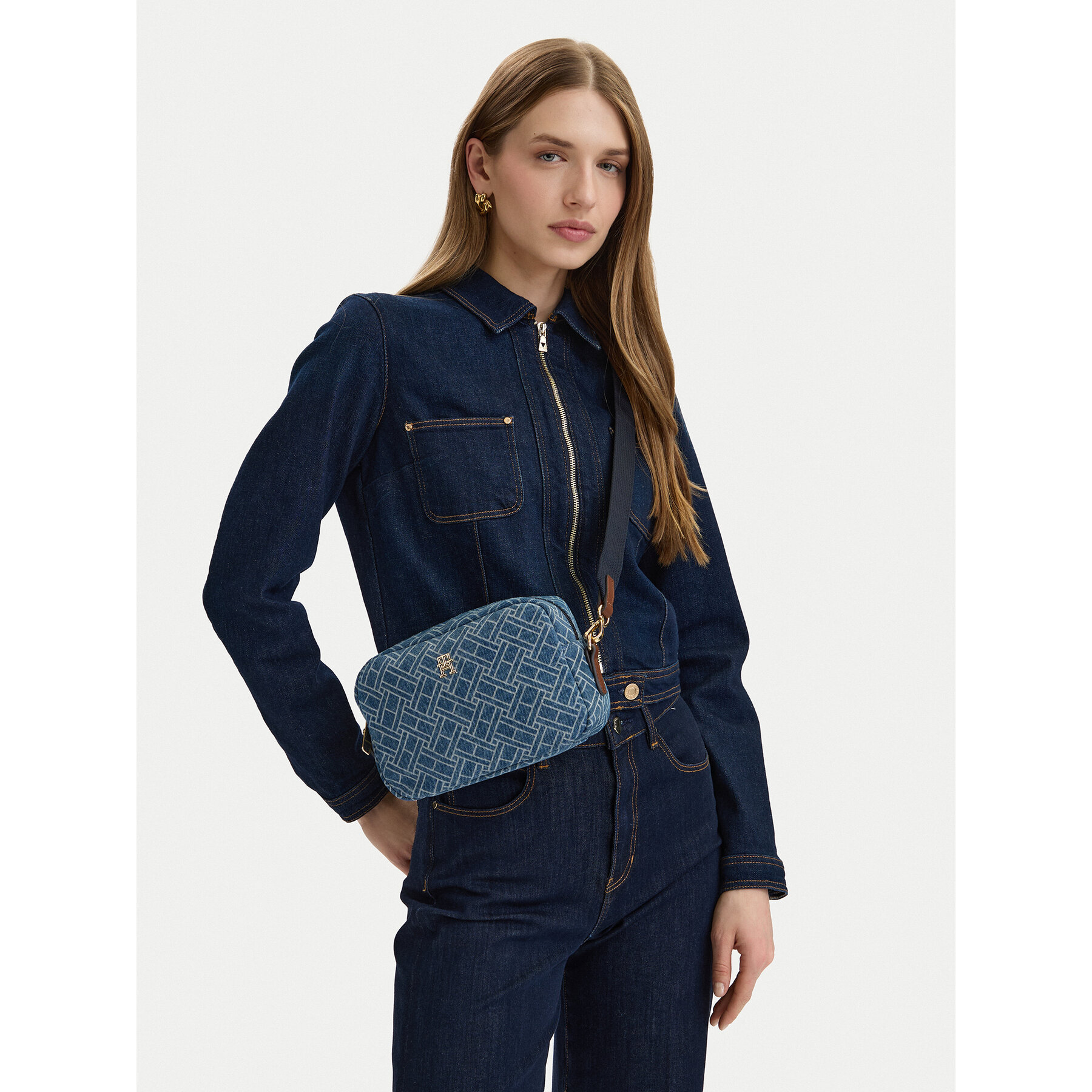 Ročna torba Tommy Hilfiger Popette Camera Bag Denim Flag AW0AW18610 Modra