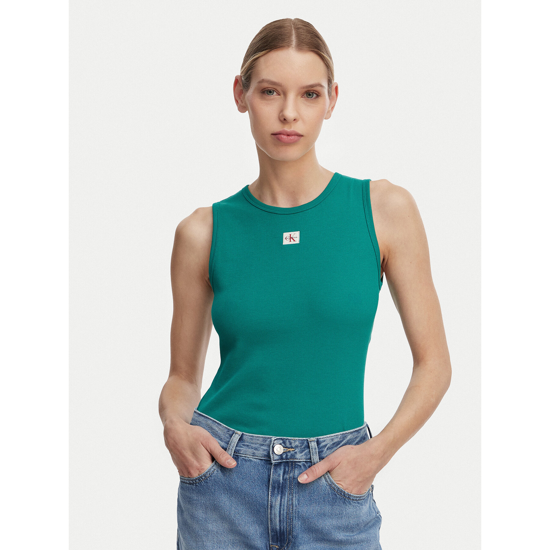 Calvin Klein Jeans Top LV047F246G Dunkelgrün Slim Fit