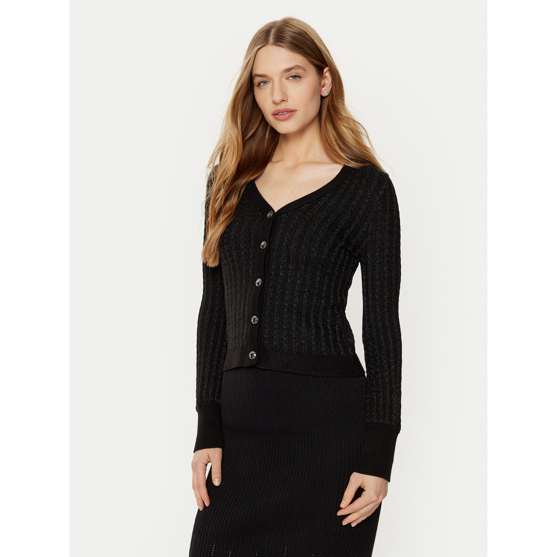Guess Strickjacke W5RR05 Z3KT0 Schwarz Regular Fit