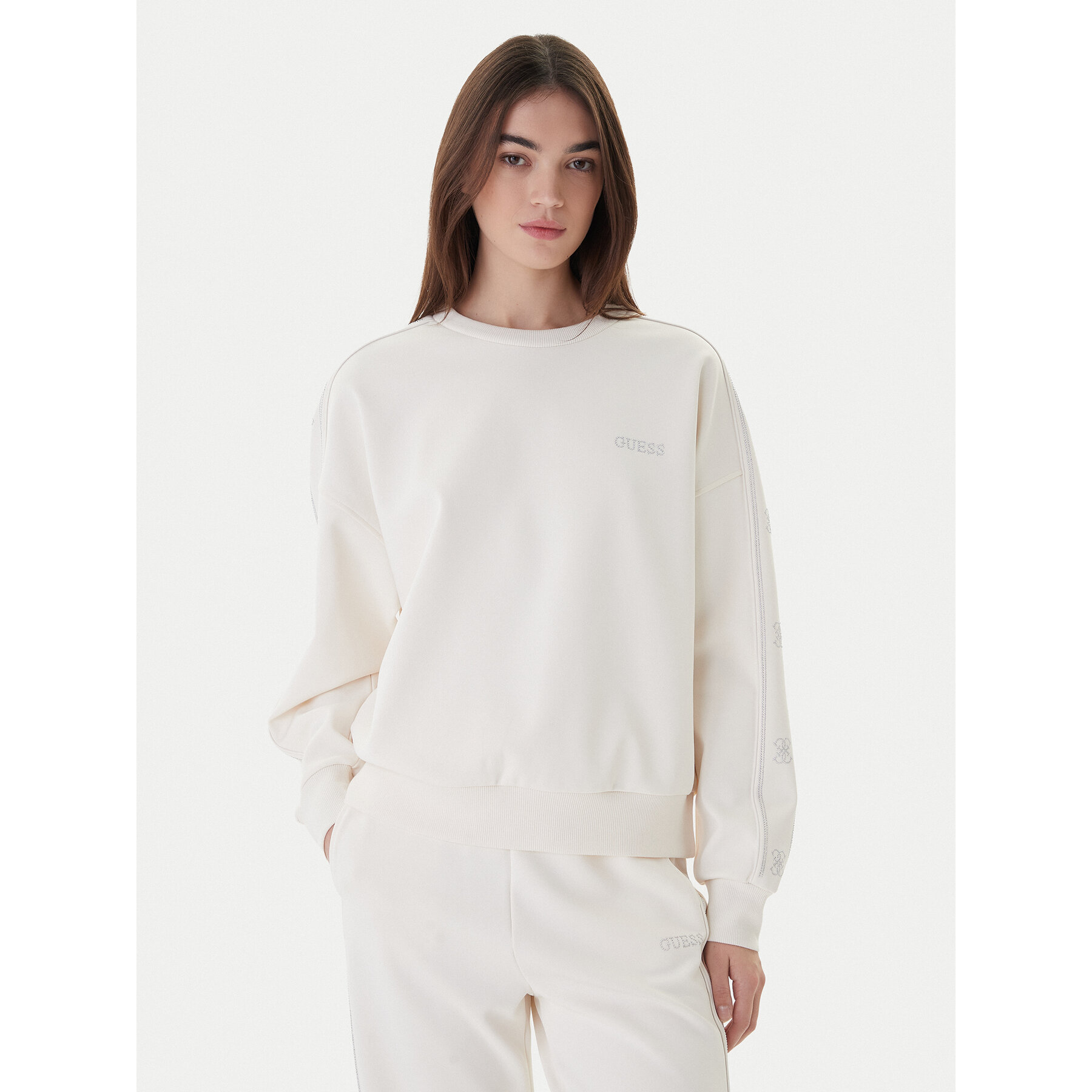 Guess Sweatshirt V6RQ96 KCX22 Weiß Regular Fit