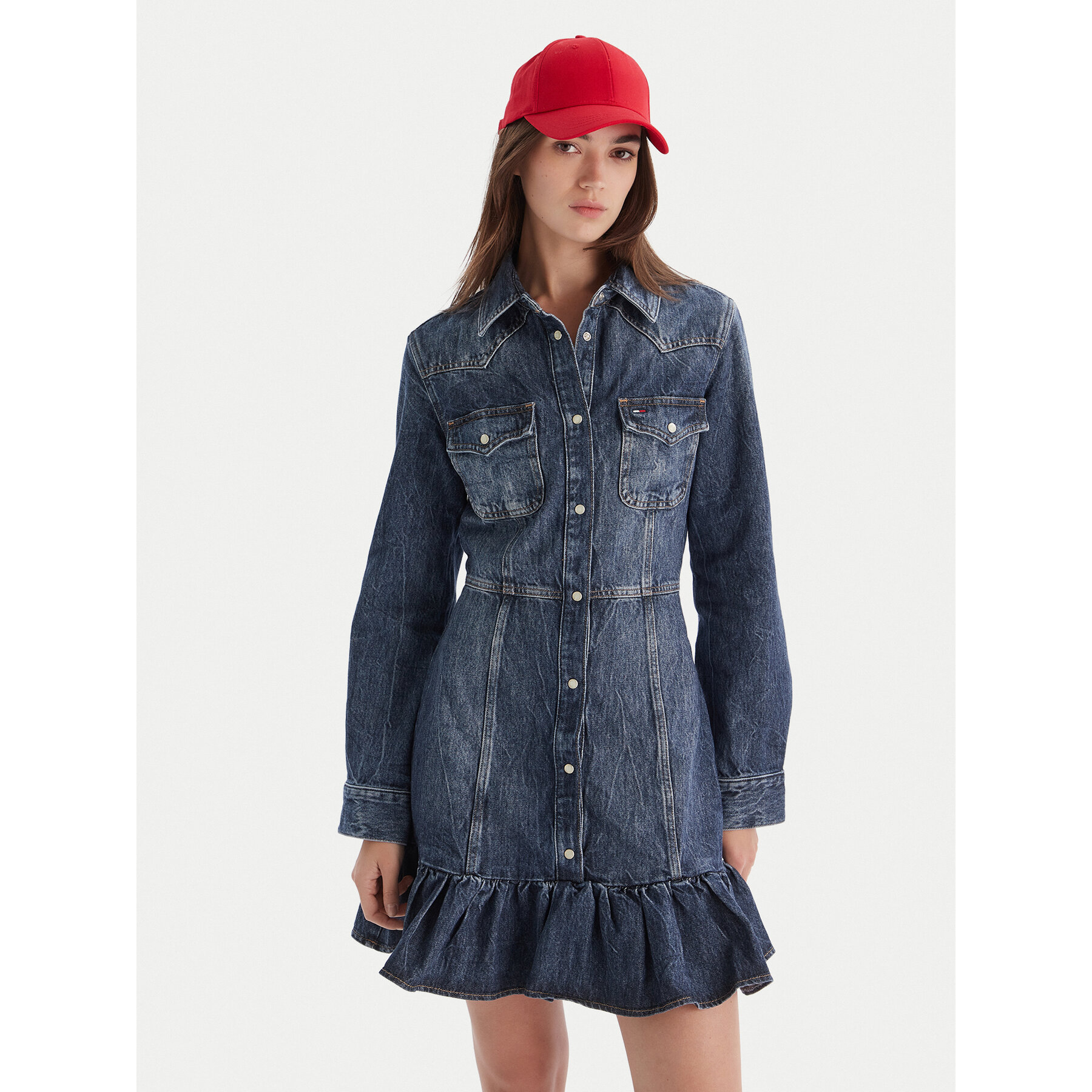 Tommy Jeans Jeanskleid Western DW0DW21635 Blau Regular Fit