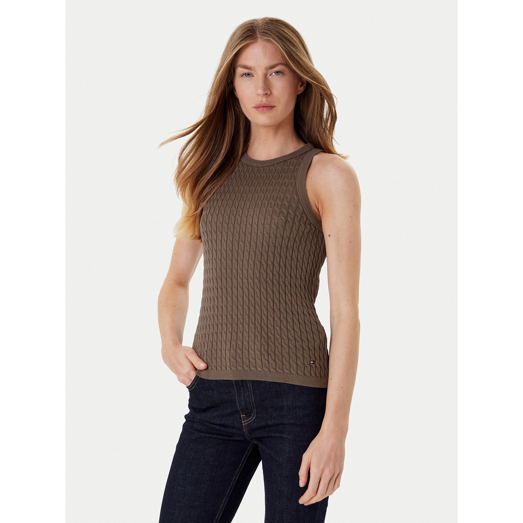 Tommy Hilfiger Felső WW0WW45706 Barna Slim Fit