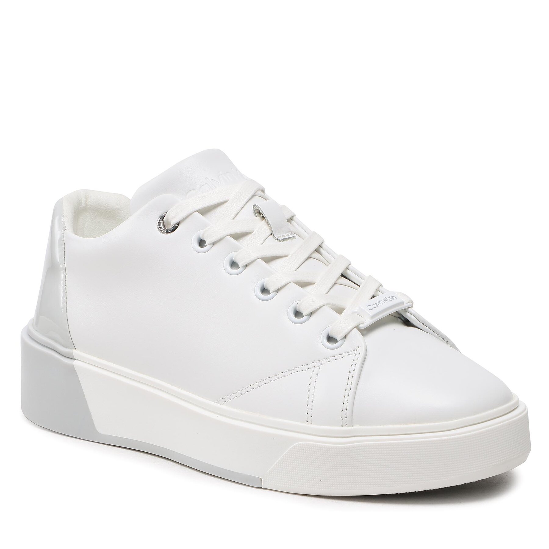 Sneakers Calvin Klein Heel Cupsole Lace Up-Lth Mix HW0HW01209 Ck White YAF Calvin imagine super redus 2022