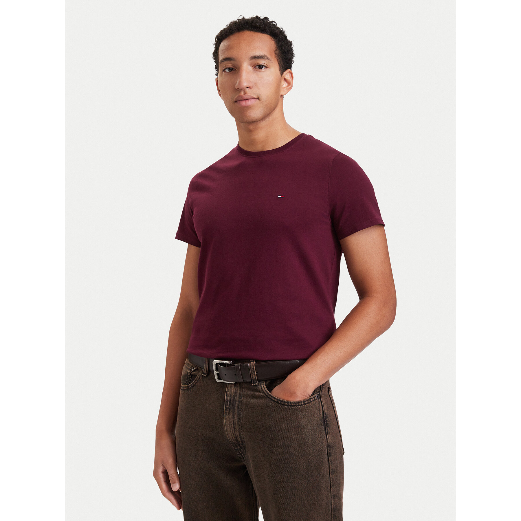 Tommy Jeans T-Shirt DM0DM04411 Violett Slim Fit