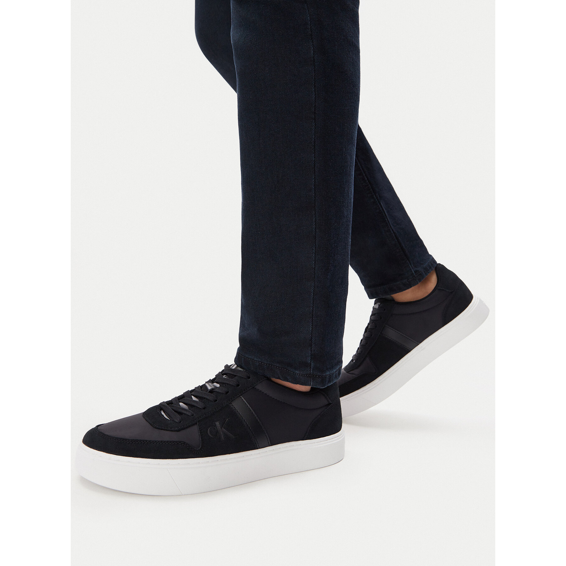 Sneakers Calvin Klein Mixed Texture Lace Up Cupsole Trainers YM0YM01395 Negru