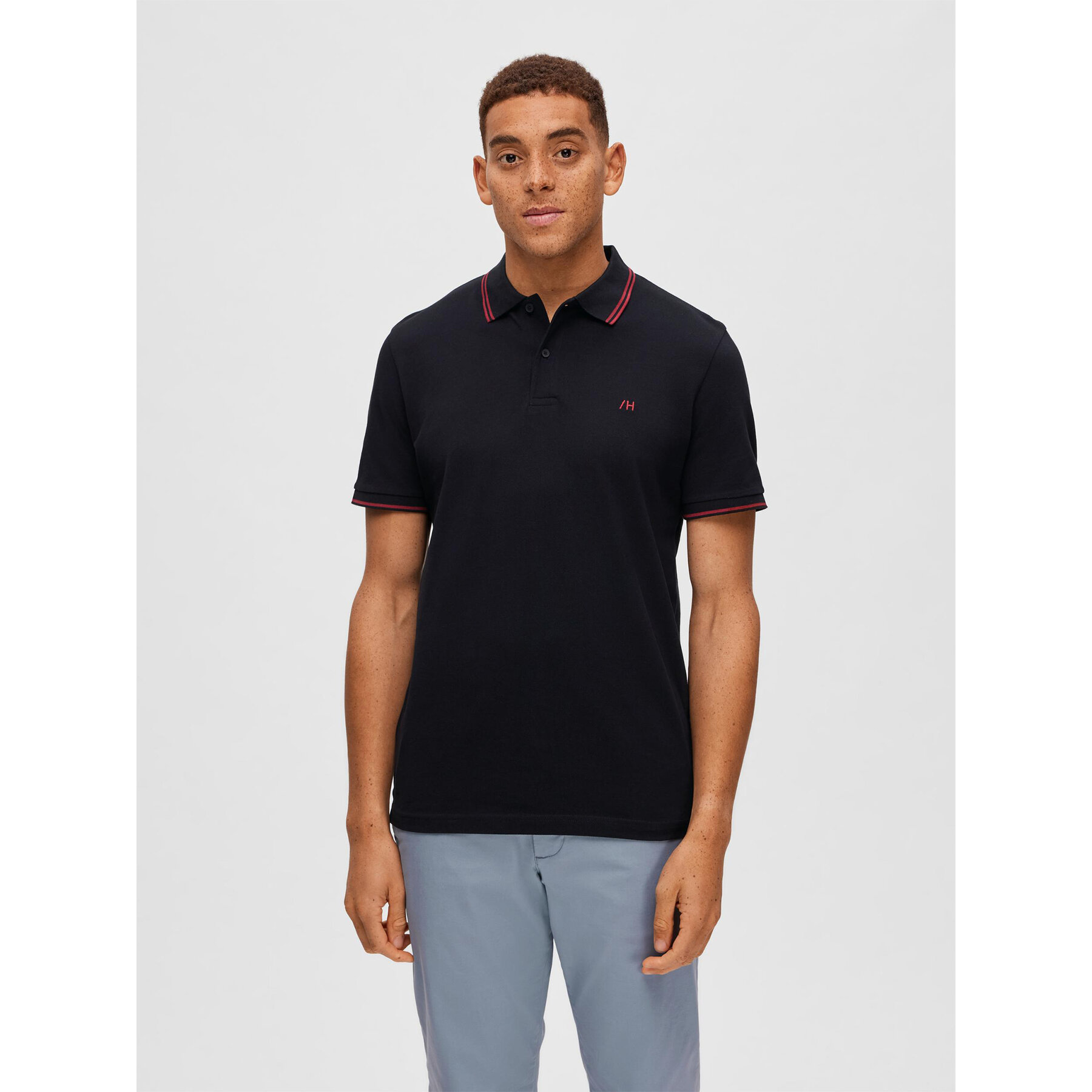 Selected Homme Polo 16087840 Μαύρο Regular Fit