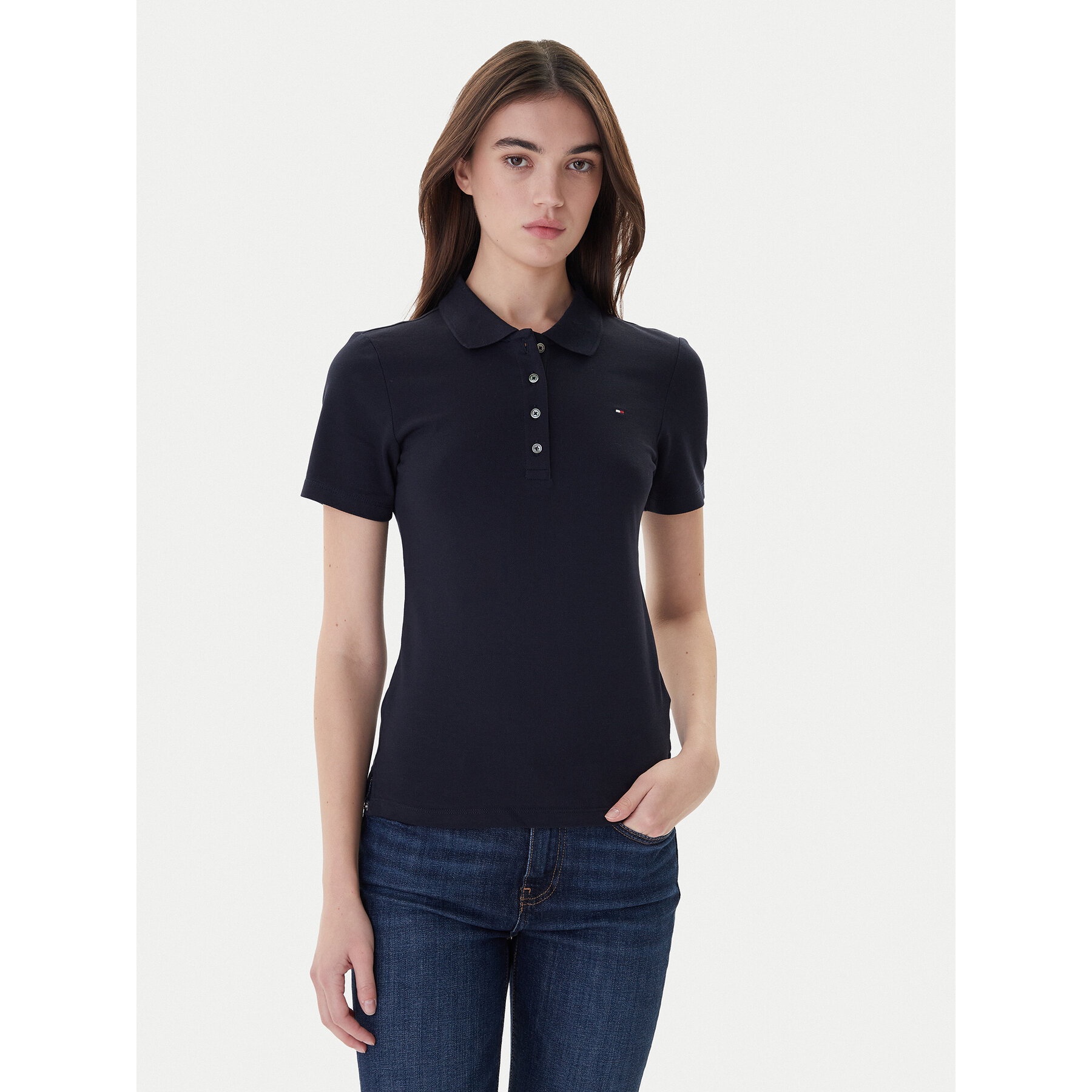 Tommy Hilfiger Polo 1985 WW0WW42047 Tamnoplava Slim Fit