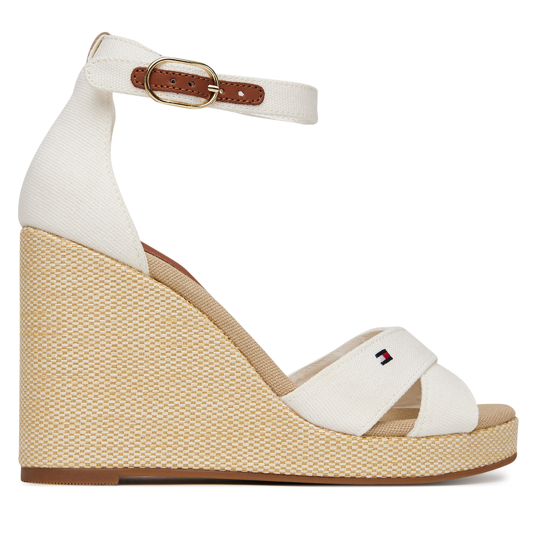 Sandales Tommy Hilfiger Flag High Wedge Espad Crisscross FW0FW08661 Écru