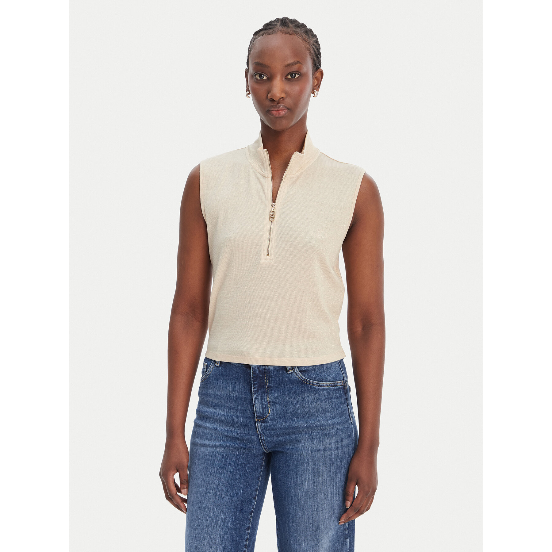 Liu Jo Sport Top TA6174 J3845 Écru Regular Fit