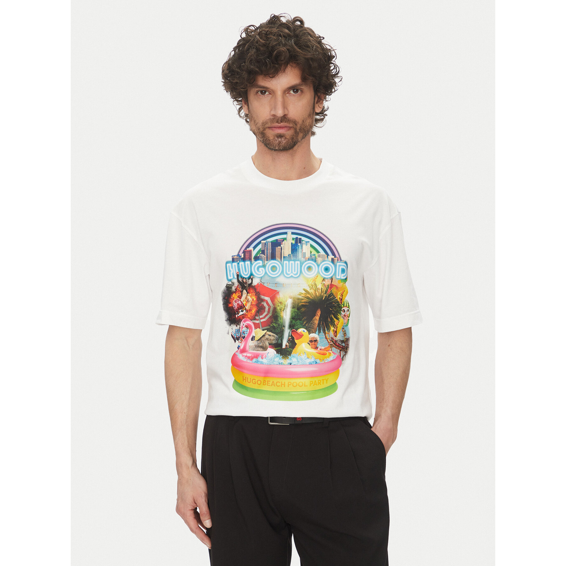 HUGO T-Shirt Duwood 50538512 Λευκό Relaxed Fit