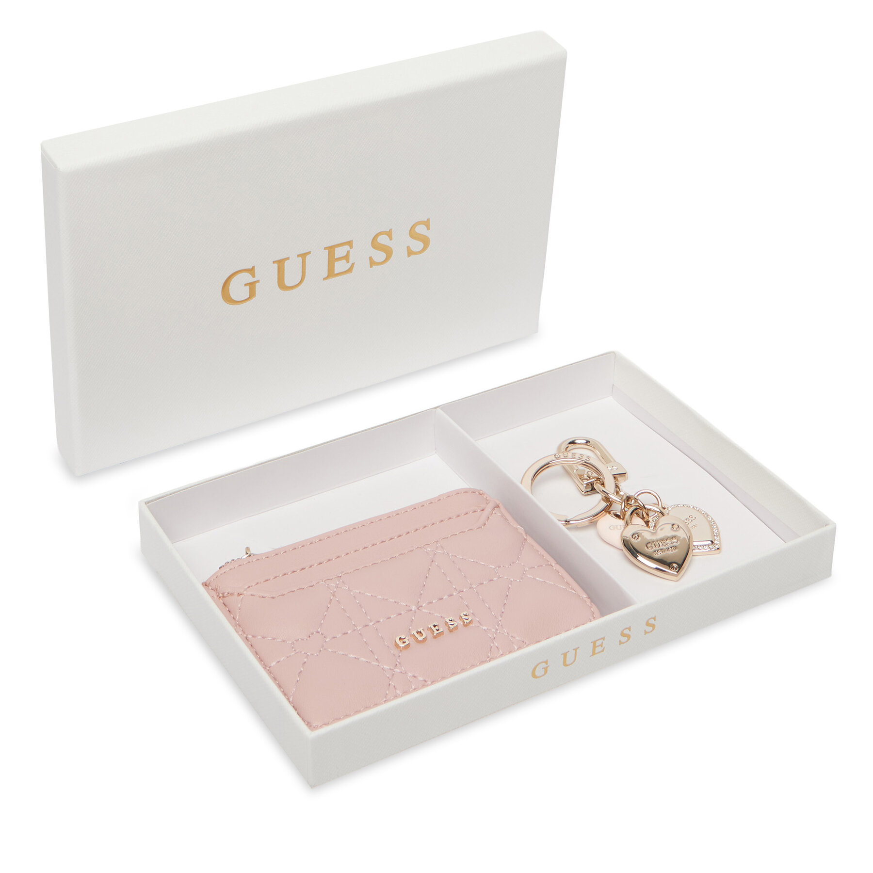 Set de etui pentru carduri și breloc Guess GFBOXW P6202 Roz