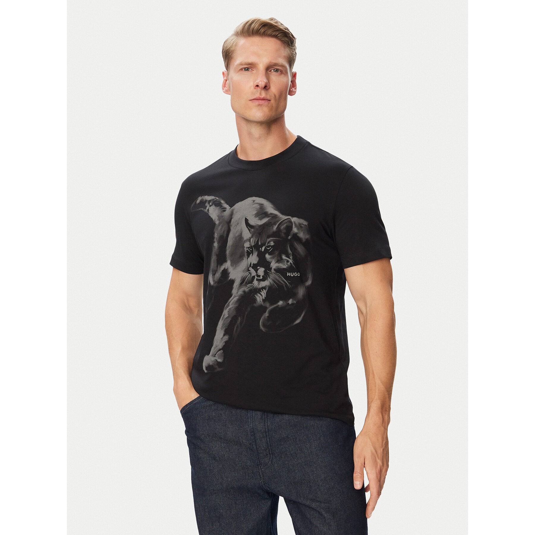HUGO T-Shirt Daffilo 50568689 Schwarz Regular Fit