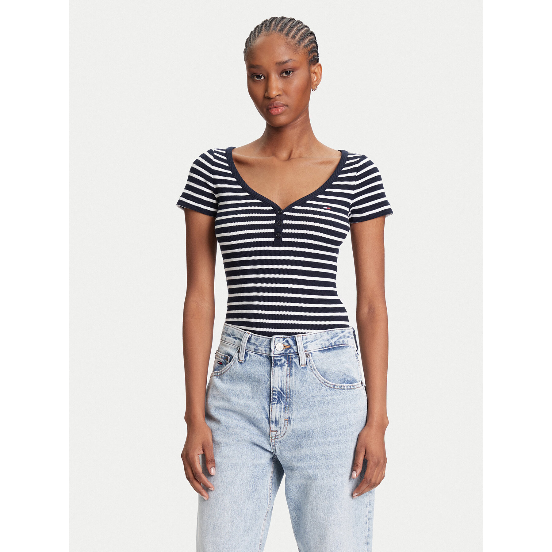 Tommy Jeans T-shirt Henley DW0DW20902 Blu scuro Slim Fit