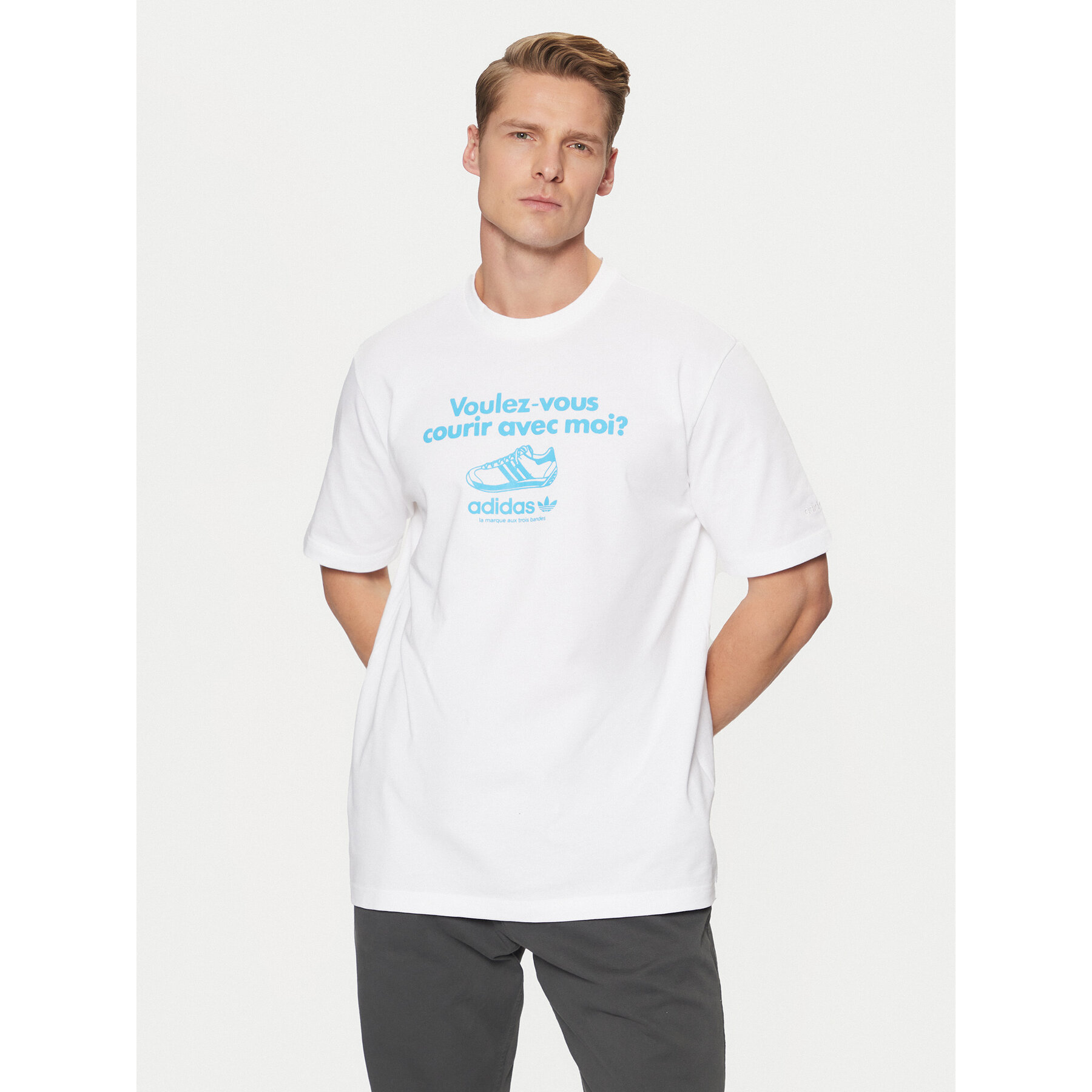 adidas T-Shirt Graphic Tee JC8365 Λευκό Regular Fit