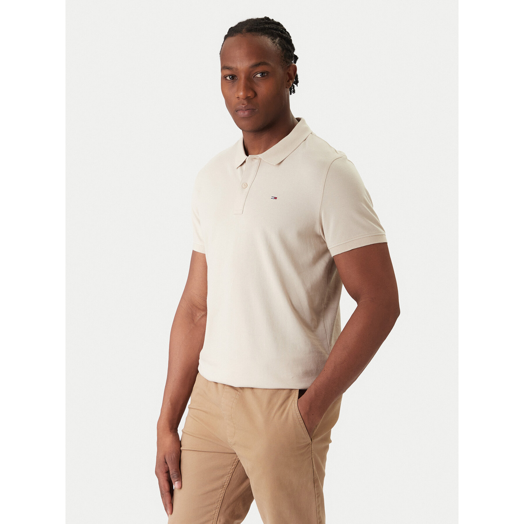 Tommy Jeans Polo DM0DM20676 Beige Slim Fit