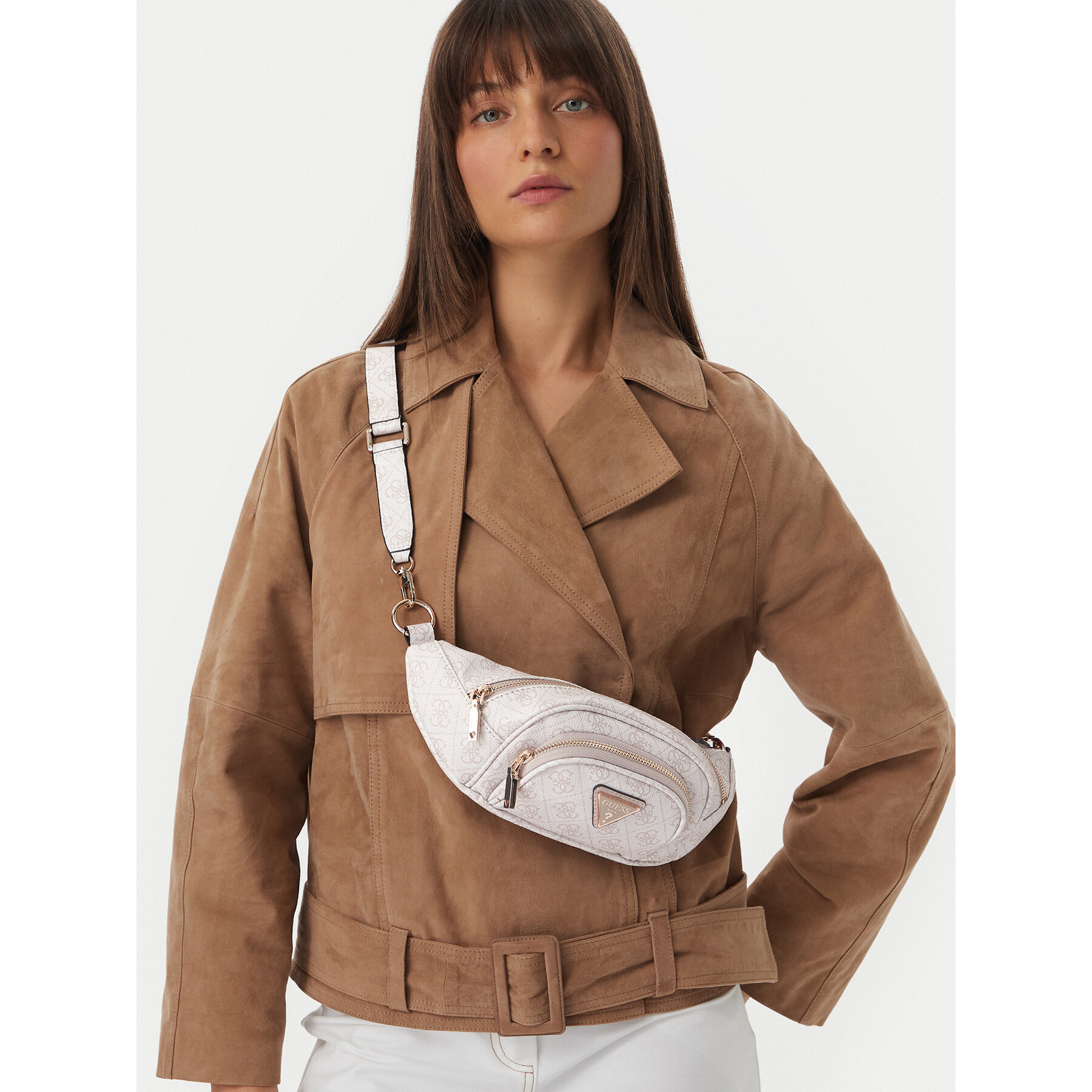 Torbica oko struka﻿ Guess Latona Travel TWHB92 11080 Krem