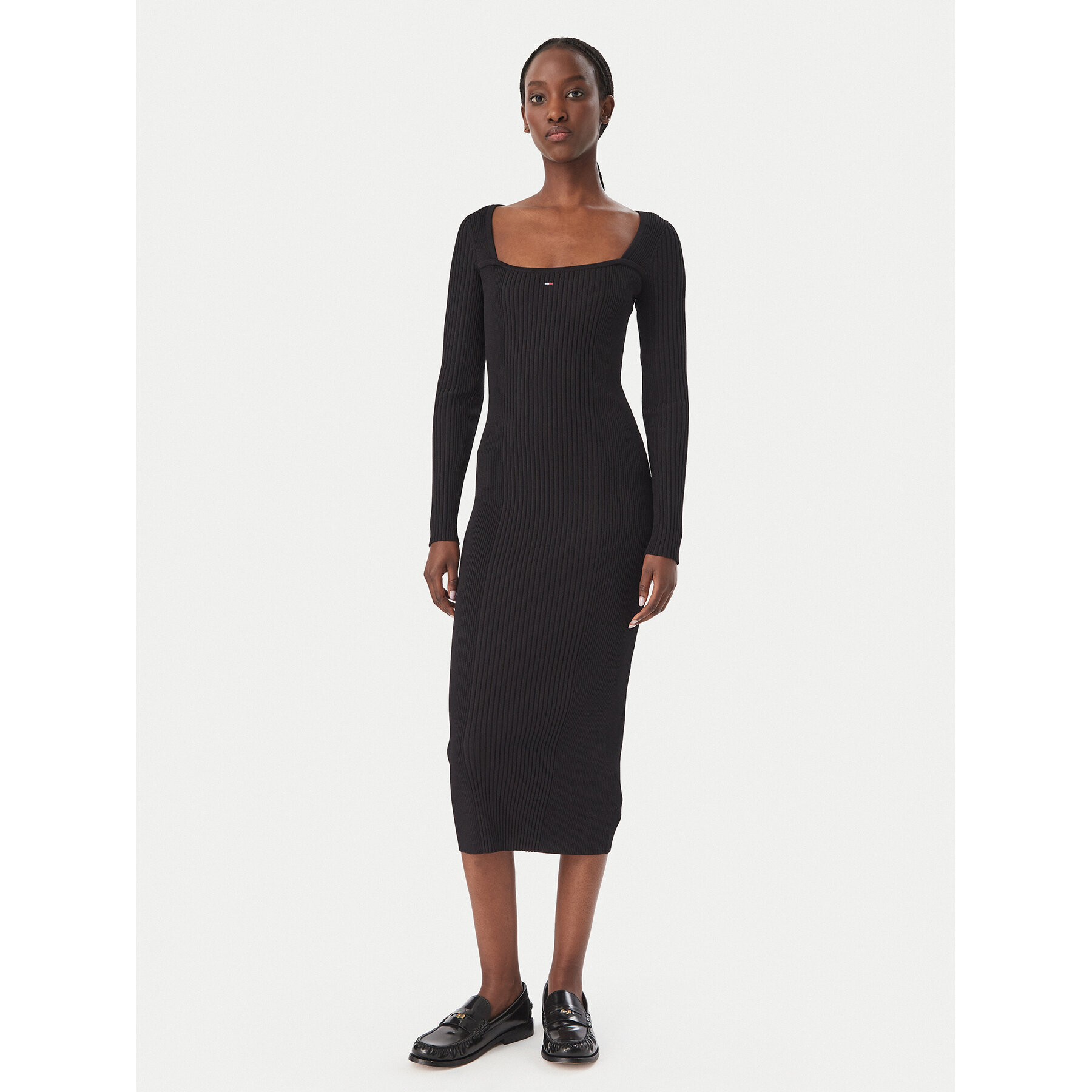 Tommy Jeans Strickkleid DW0DW23329 Schwarz Slim Fit