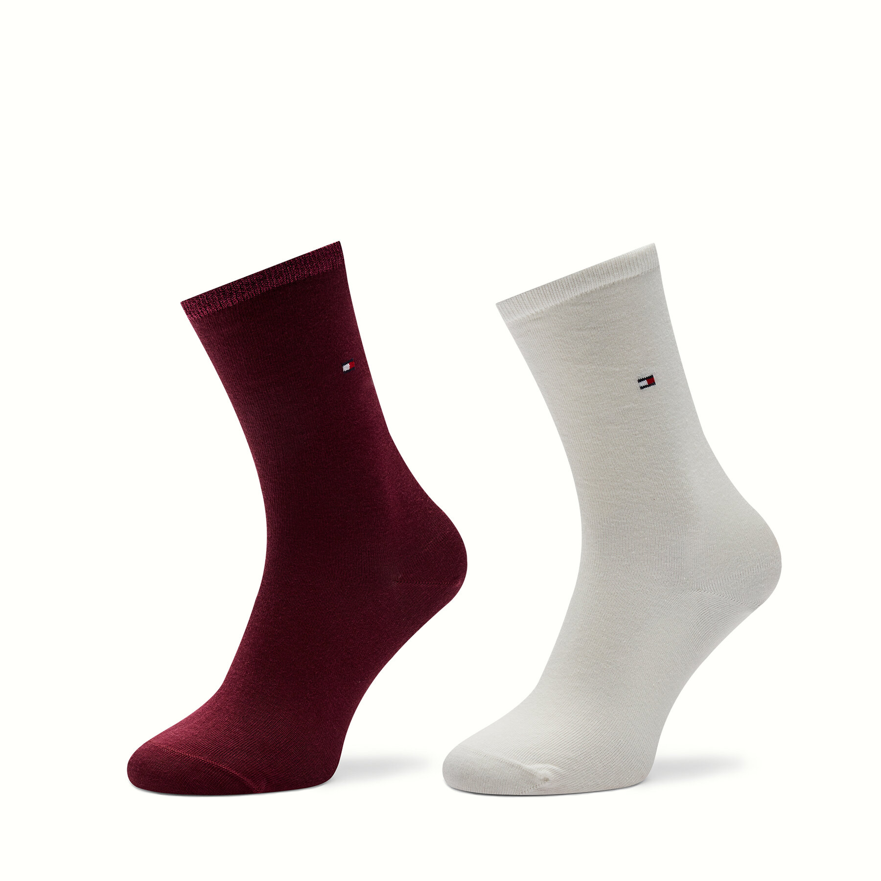 2 pares de calcetines altos para mujer Tommy Hilfiger 371221103 Guinda/burdeos