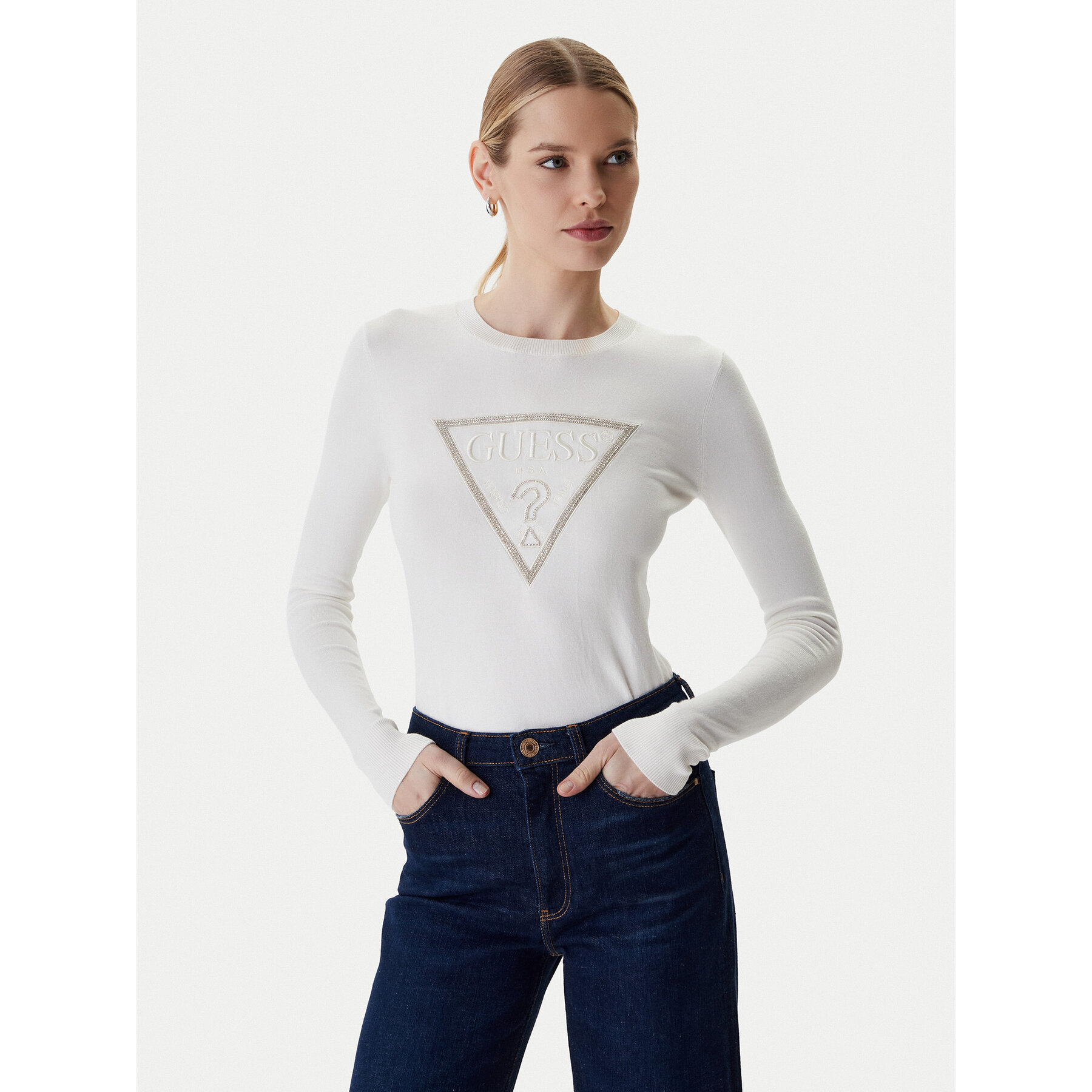 Guess Pullover W6RR49 Z2NQ2 Écru Regular Fit