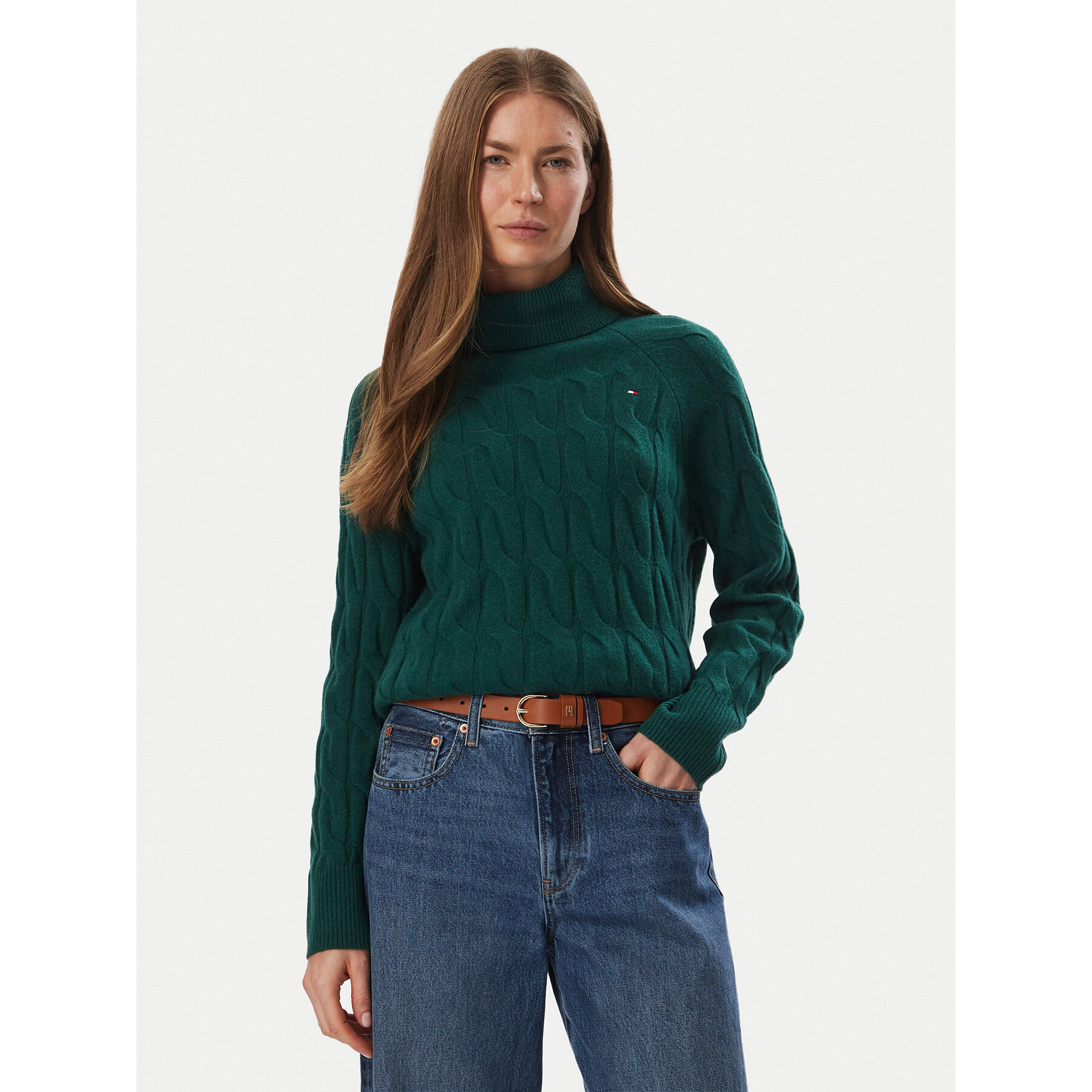 Tommy Hilfiger Rollkragenpullover WW0WW46791 Dunkelgrün Regular Fit