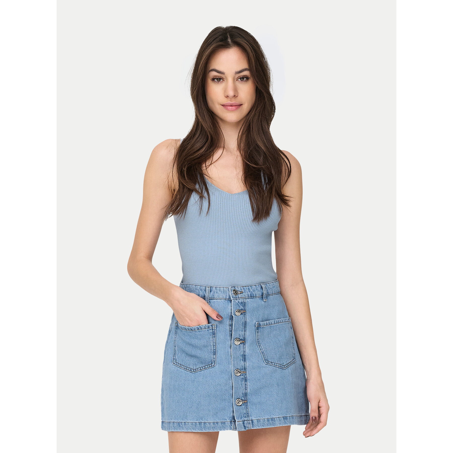 JDY Τοπ Nanna 15180497 Γαλάζιο Slim Fit