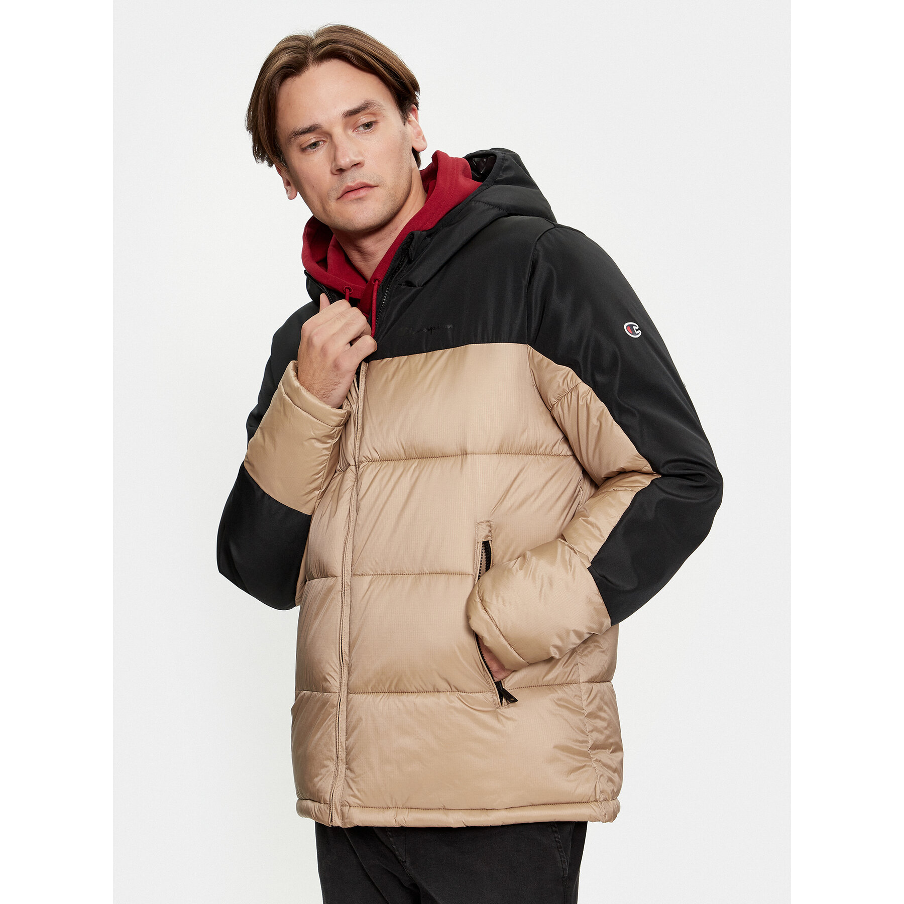 Champion Übergangsjacke Hooded Jacket 219190 Beige Regular Fit