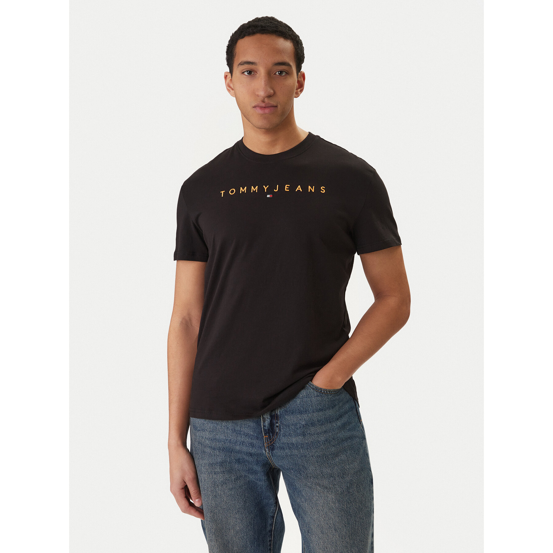 Tommy Jeans T-shirt Linear Logo DM0DM20744 Crna Regular Fit