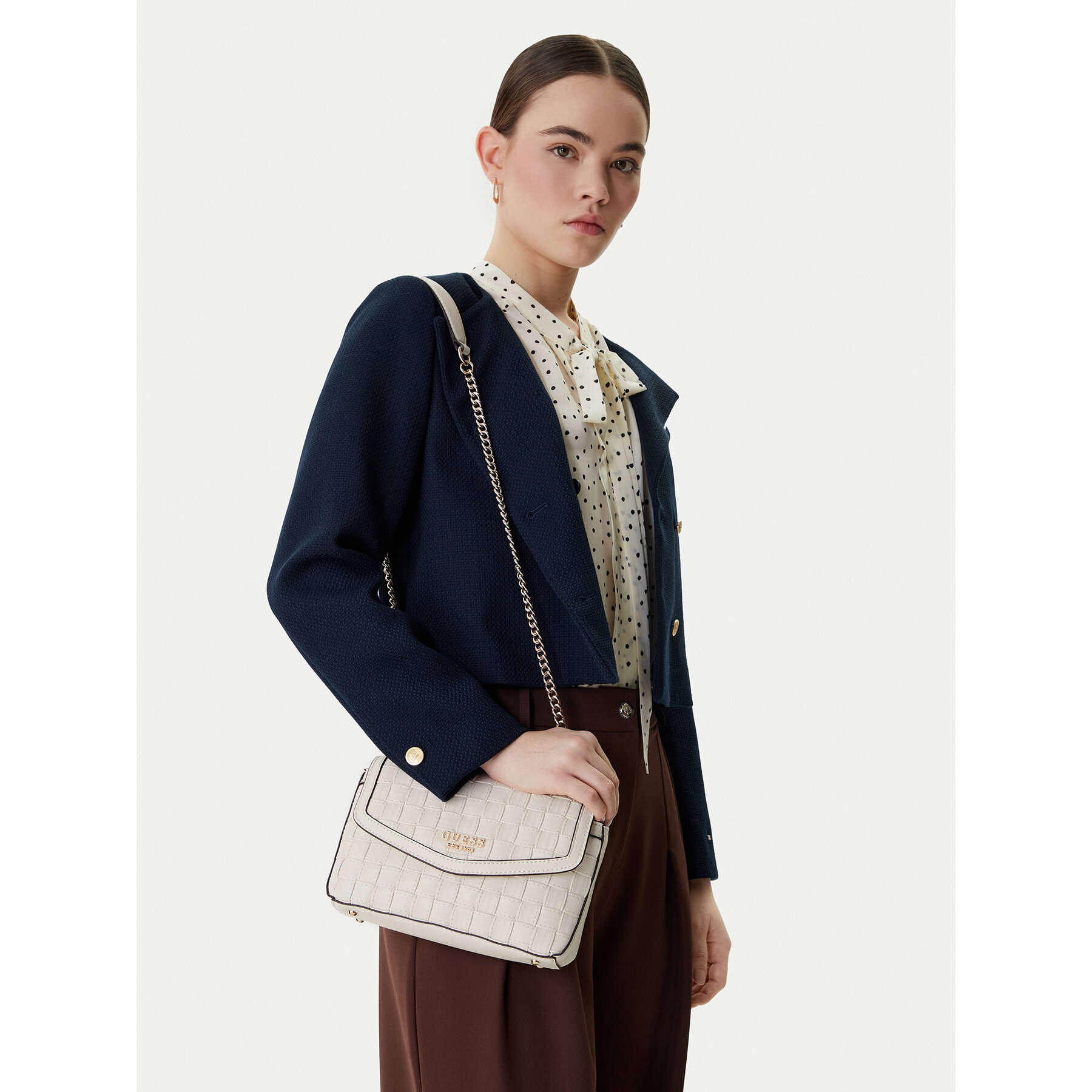 Geantă Guess Sandy HWWG84 18210 Écru