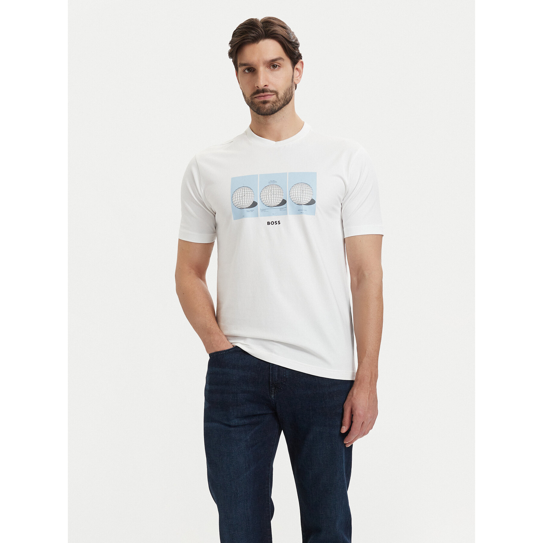 BOSS T-Shirt Ts Terrace Photo 50559353 Weiß Relaxed Fit