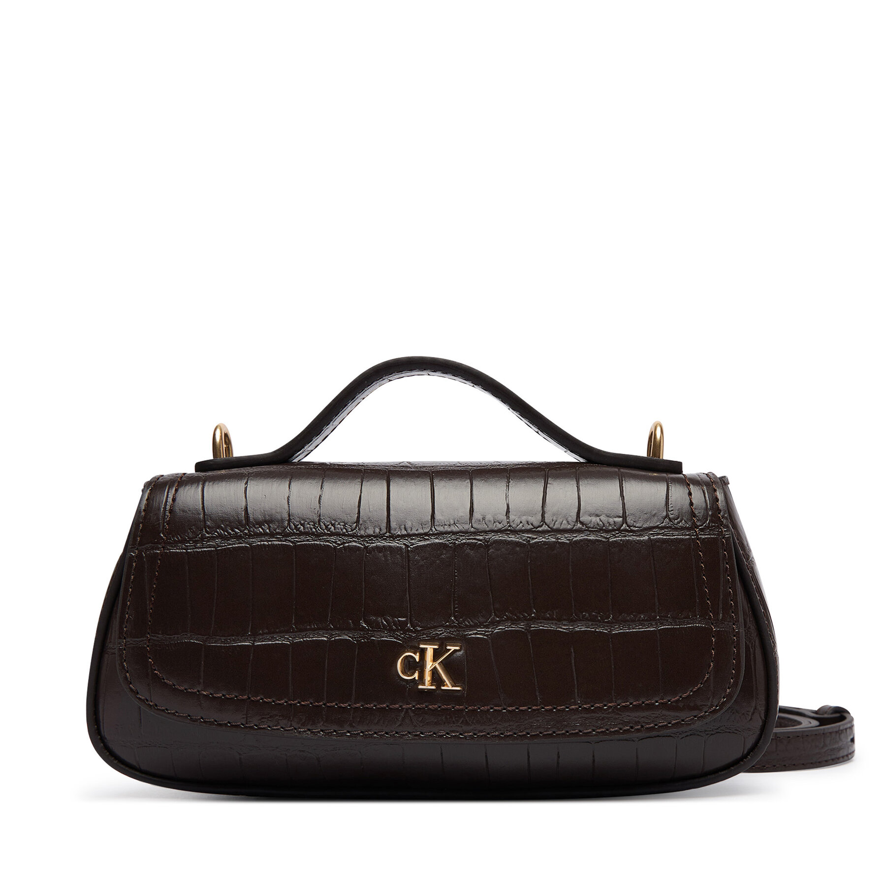 Kabelka Calvin Klein Ck Croc Top Handle Bag LV04F3903G Tmavo hnedá