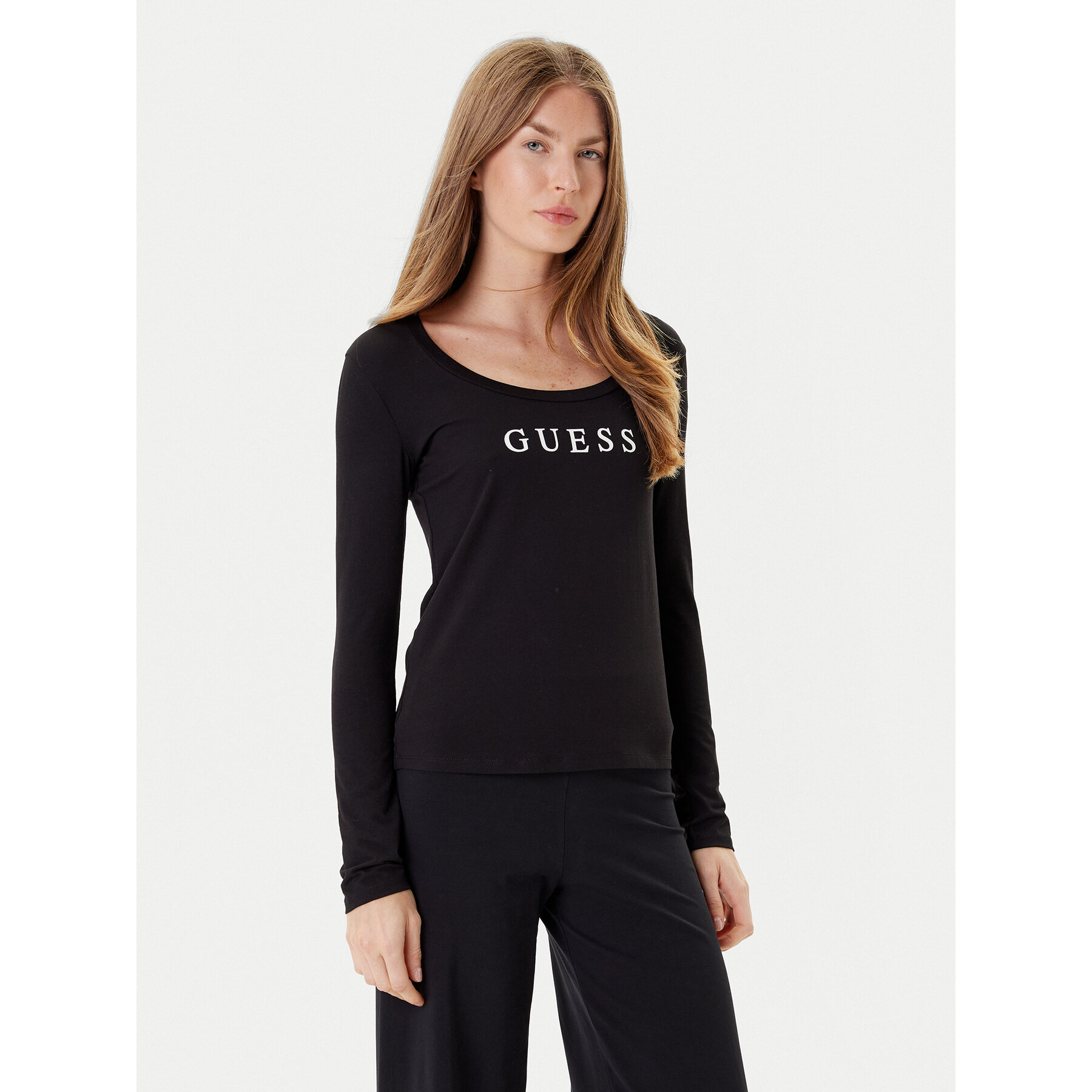 Guess Bluse O5RI00 KBBU1 Schwarz Regular Fit