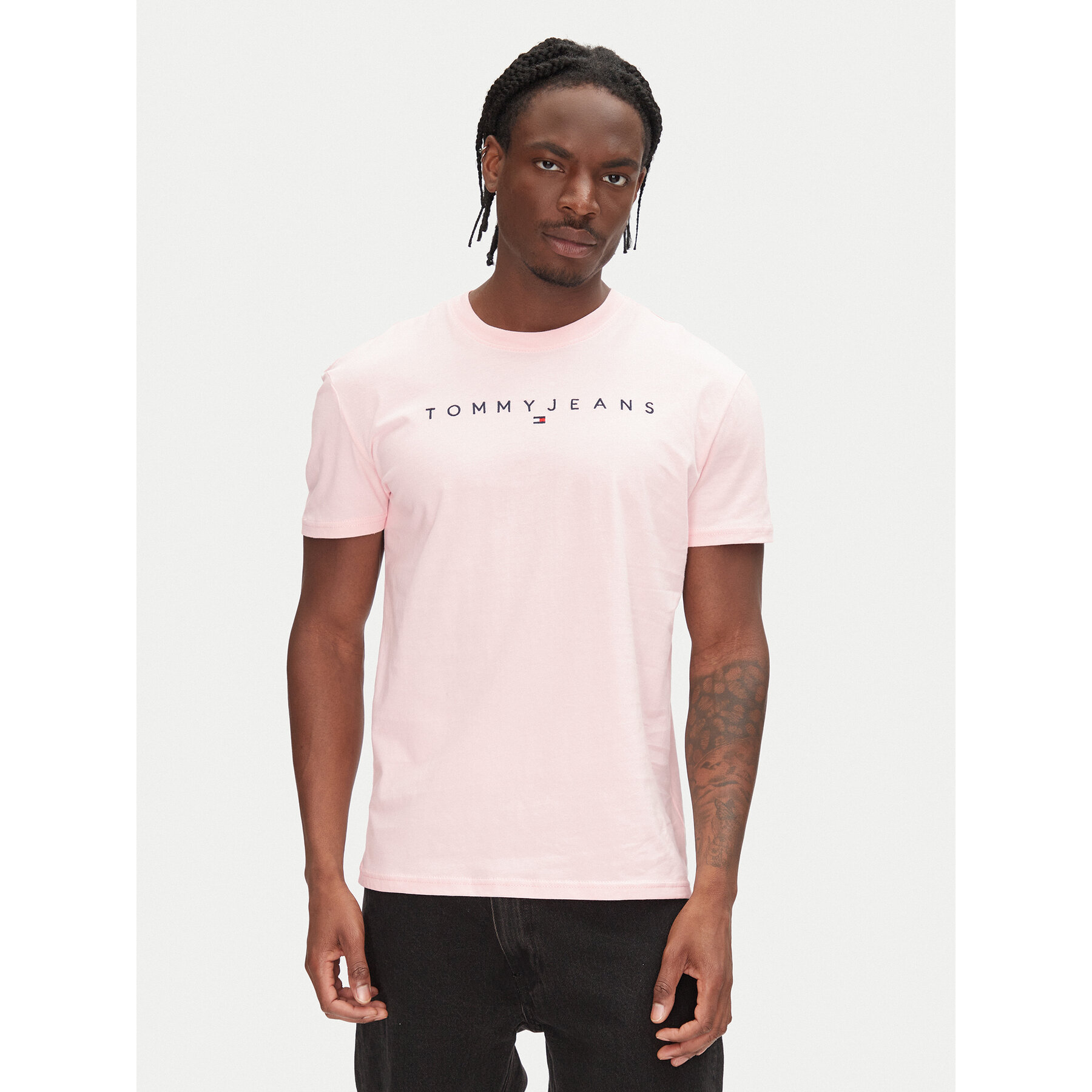 Tommy Jeans Póló Linear Logo DM0DM20744 Rózsaszín Regular Fit