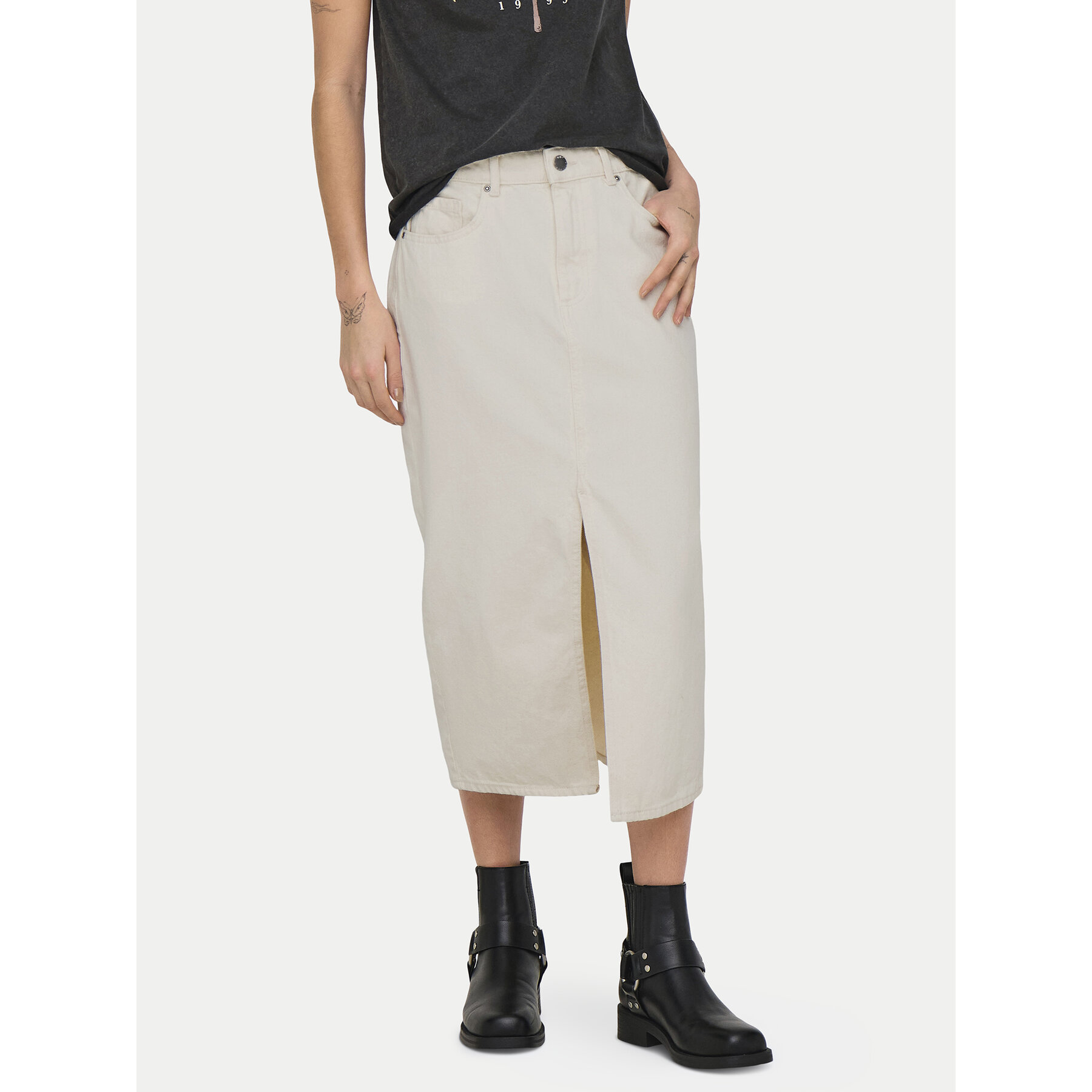 ONLY Jeansrock Bianca 15319268 Beige Regular Fit