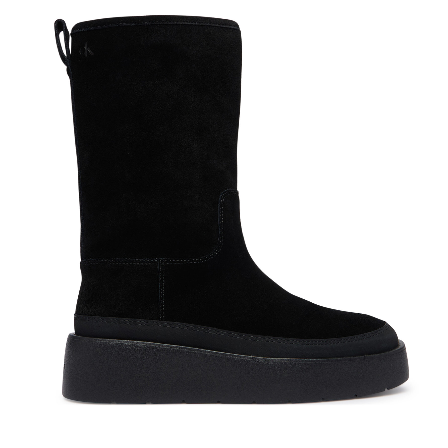 Snehule Calvin Klein Flatform Mid Boot Suede Wl HW0HW03181 Čierna
