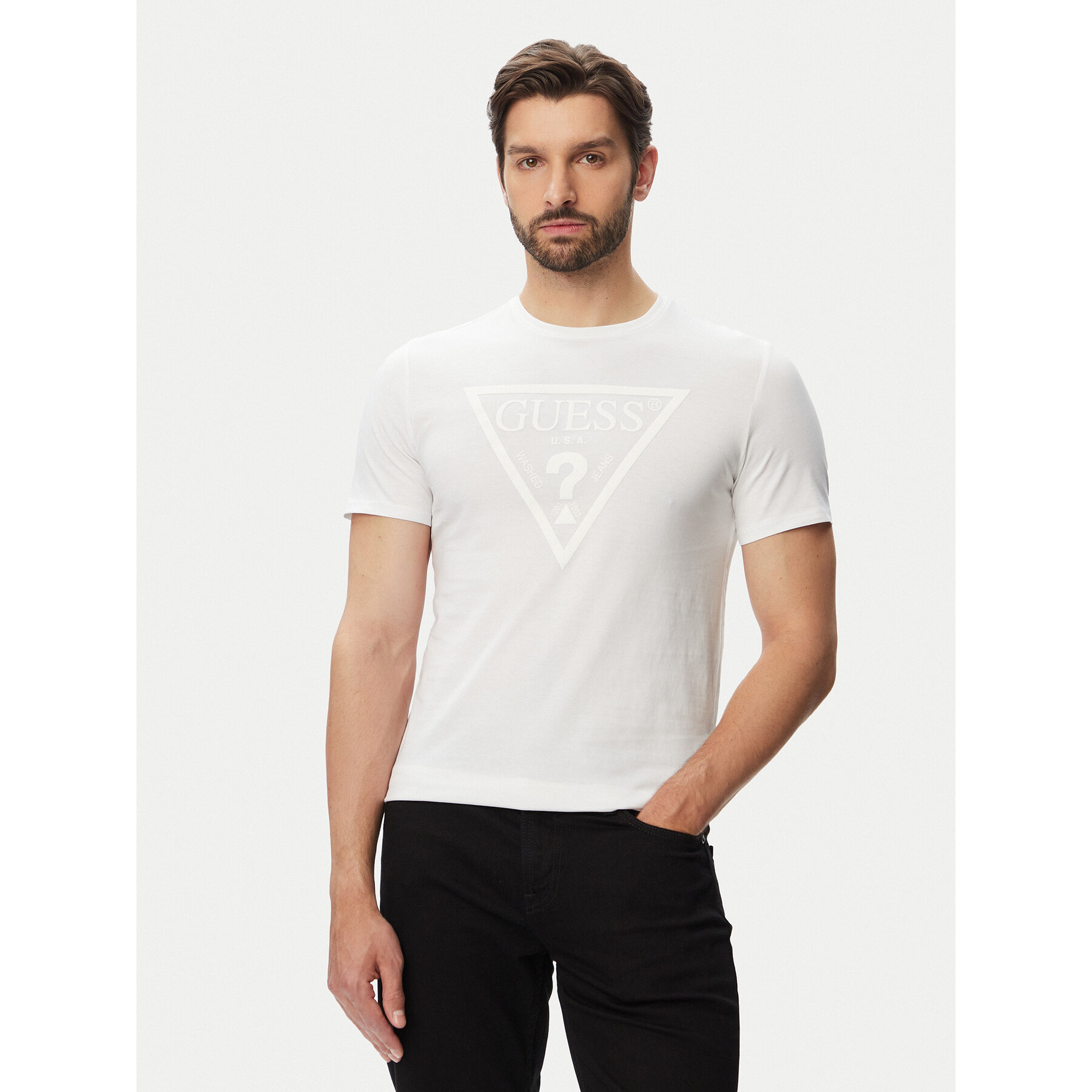 Guess T-shirt M6YI71 K3745 Bijela Slim Fit