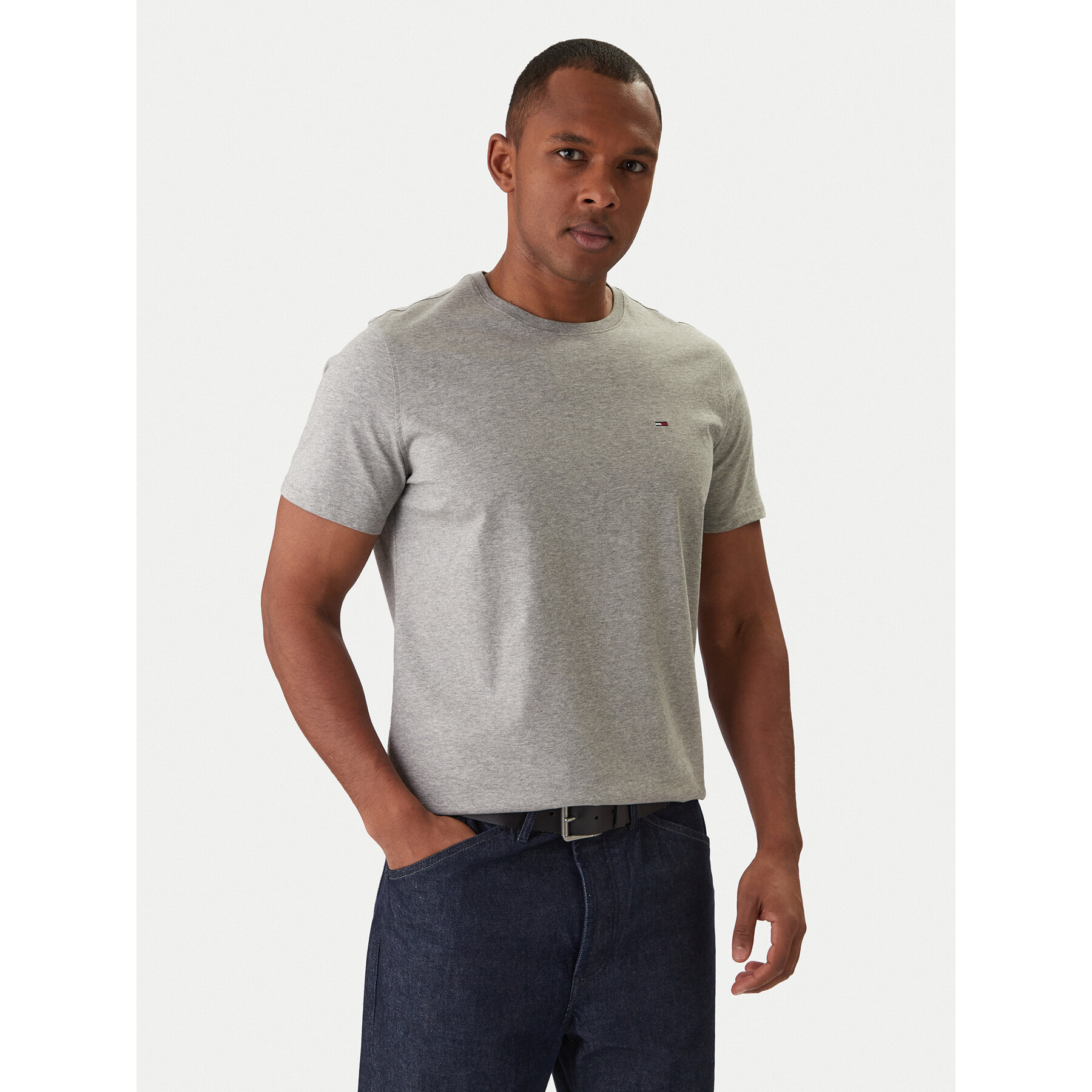 Tommy Jeans T-Shirt DM0DM04411 Γκρι Slim Fit