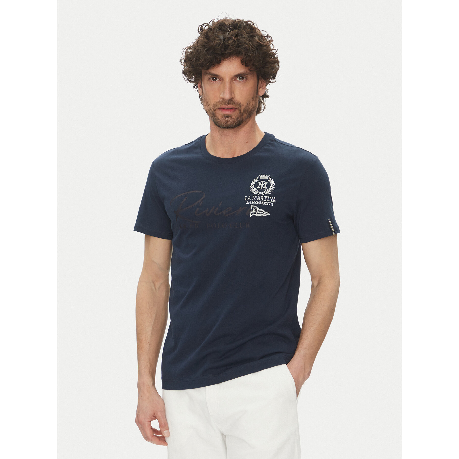 La Martina T-Shirt Algernon MAR300 JS206 Blu Scuro Regular Fit