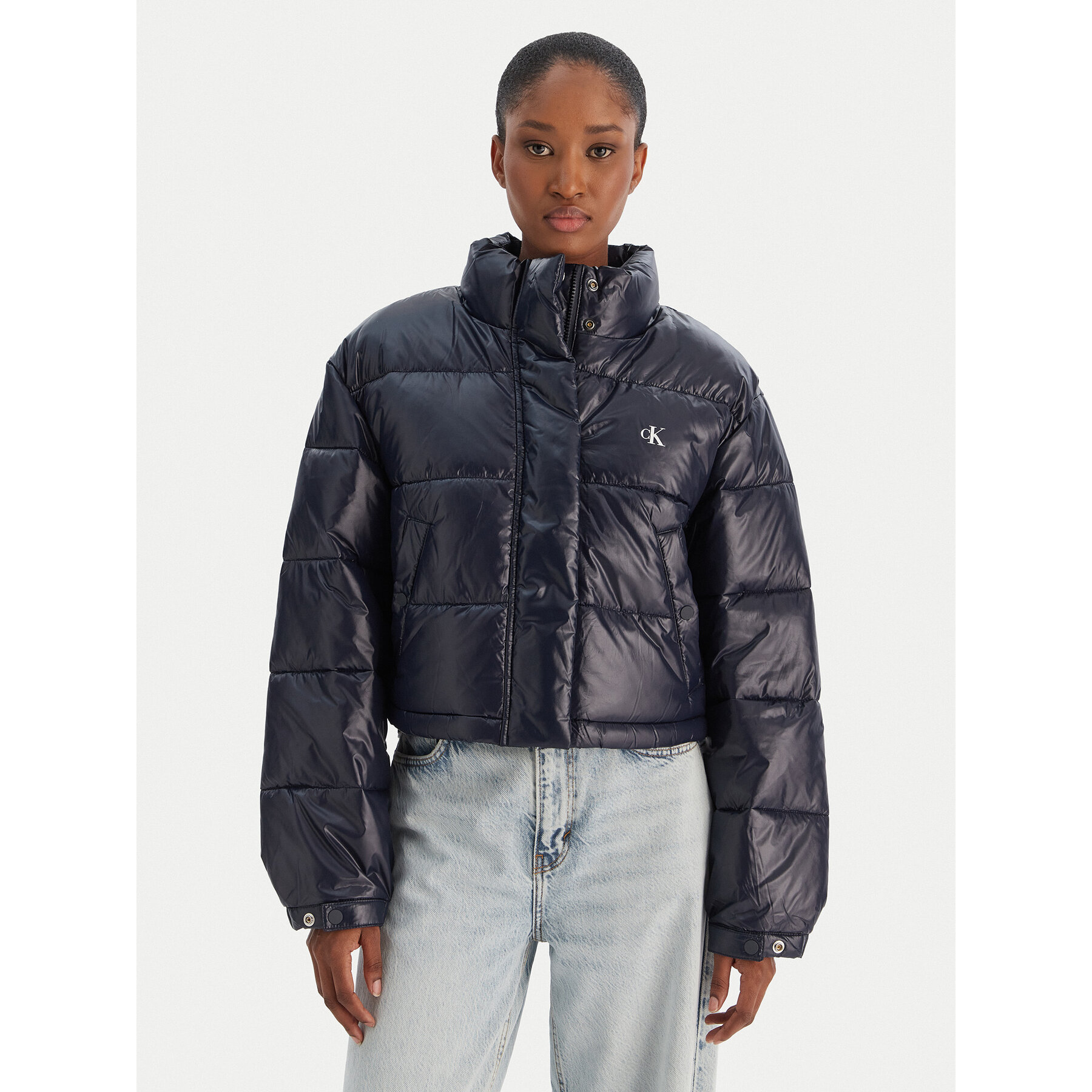 Calvin Klein Jeans Winterjacke Shine Crop LV047D504G Dunkelblau Regular Fit
