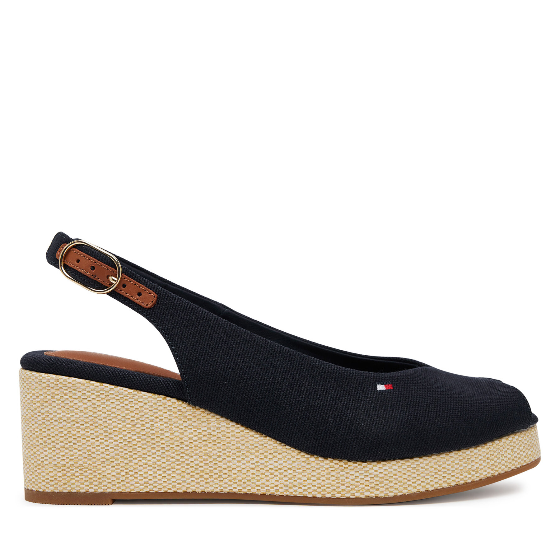 Sandále Tommy Hilfiger Flag Mid Wedge Espad Slingback FW0FW08595 Tmavomodrá