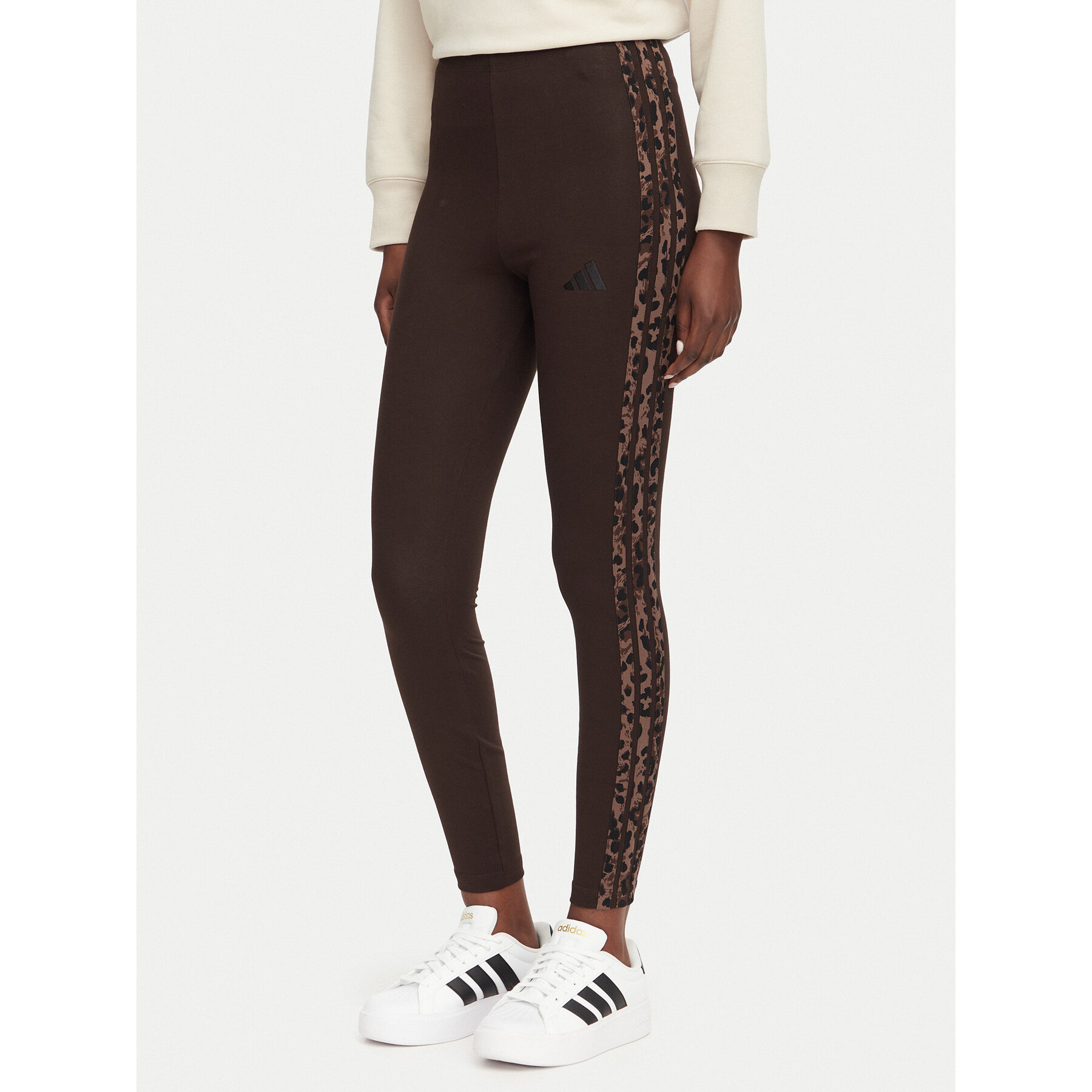 adidas Leggings Seasonal Essentials Animal Print 3-Stripes KV9302 Braun Slim Fit