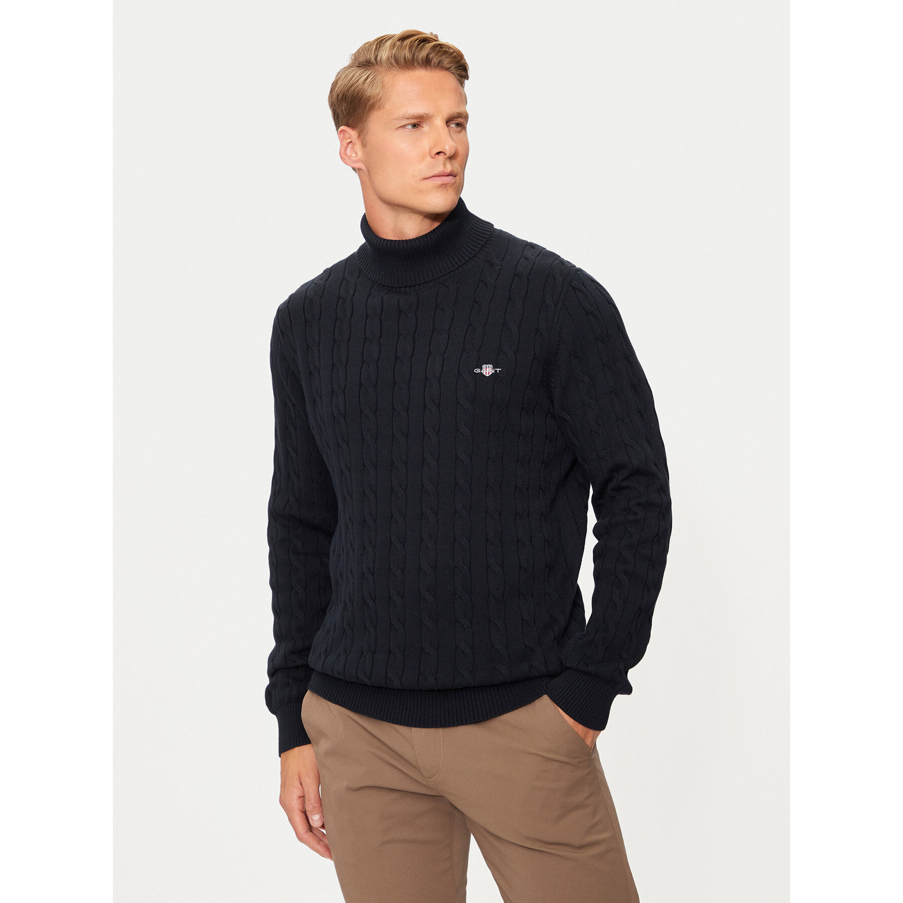 Gant Rollkragenpullover 8050607 Dunkelblau Regular Fit